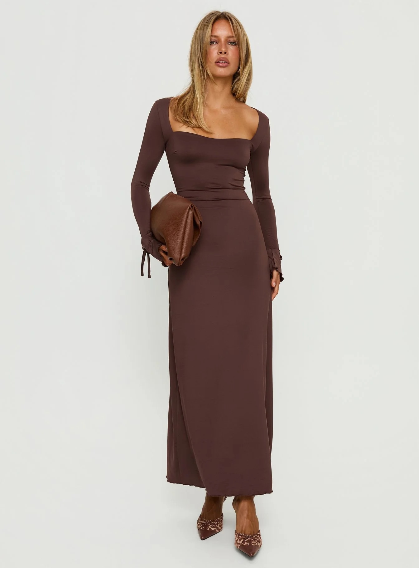 Outdoor Fall Wedding - Princess Polly Chocolate Maxi Dress