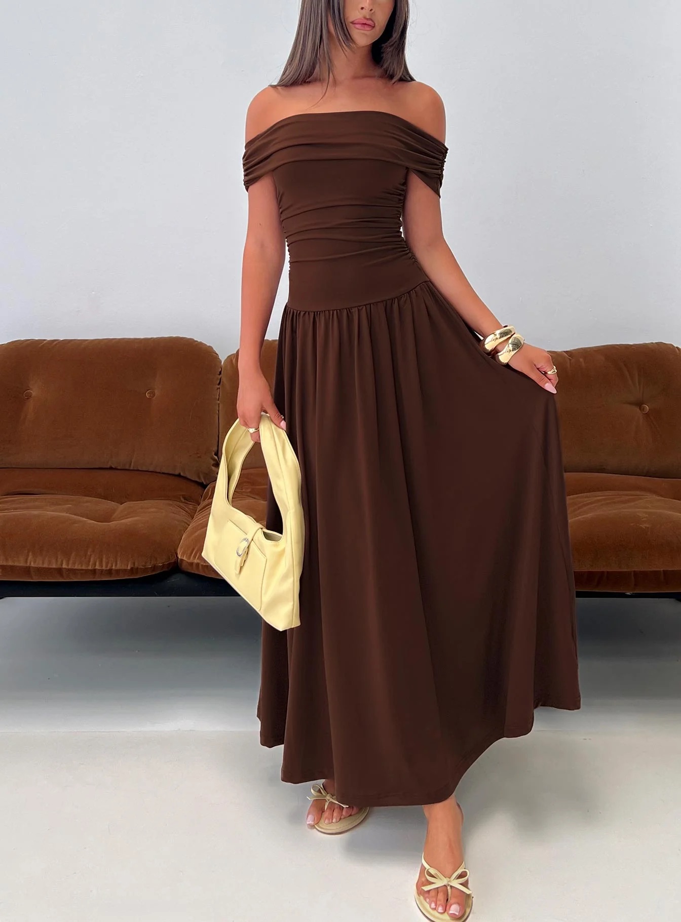 Outdoor Fall Wedding - Princess Polly Chocolate Maxi Dress