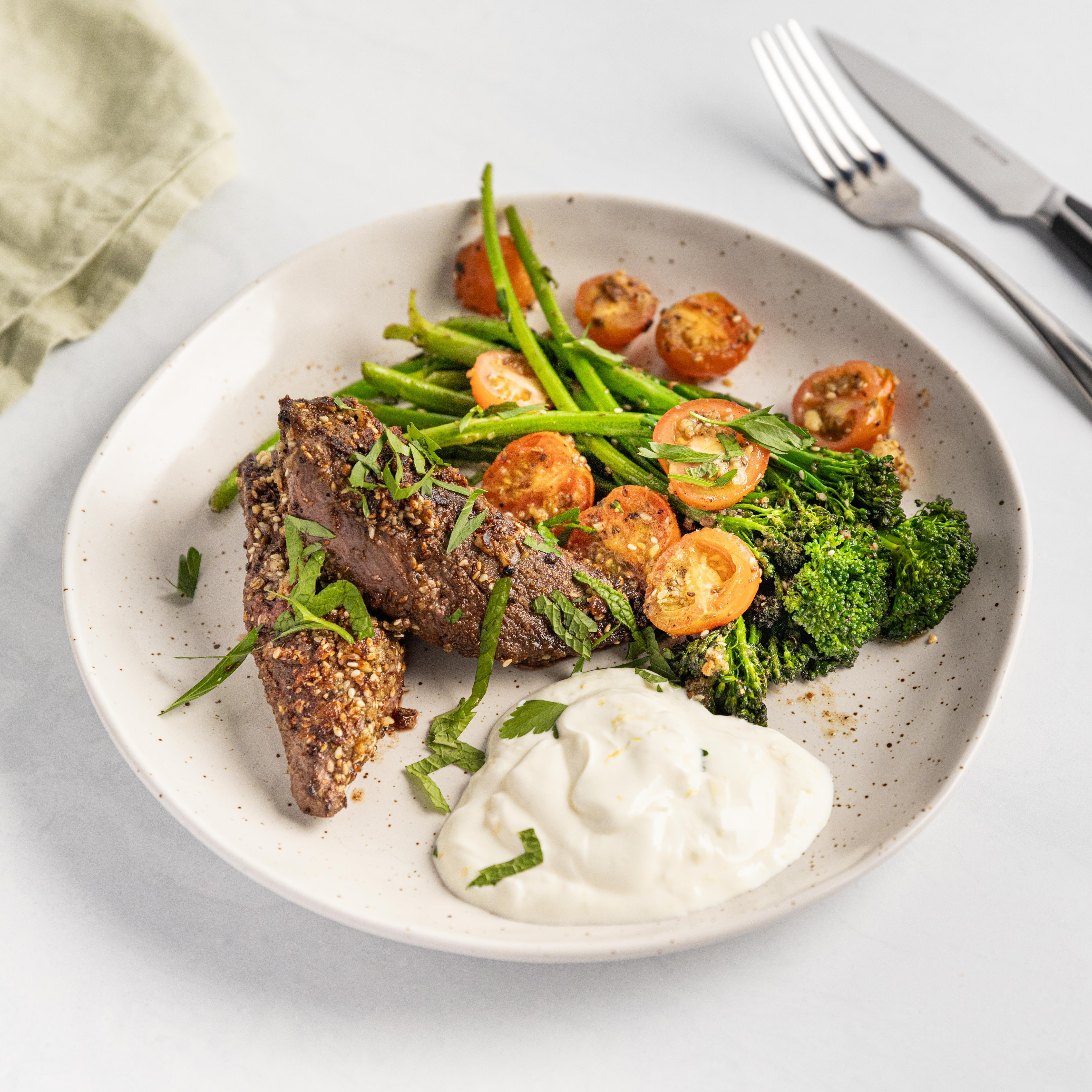 Kangaroo Loin with Saltbush Macadamia Dukkah