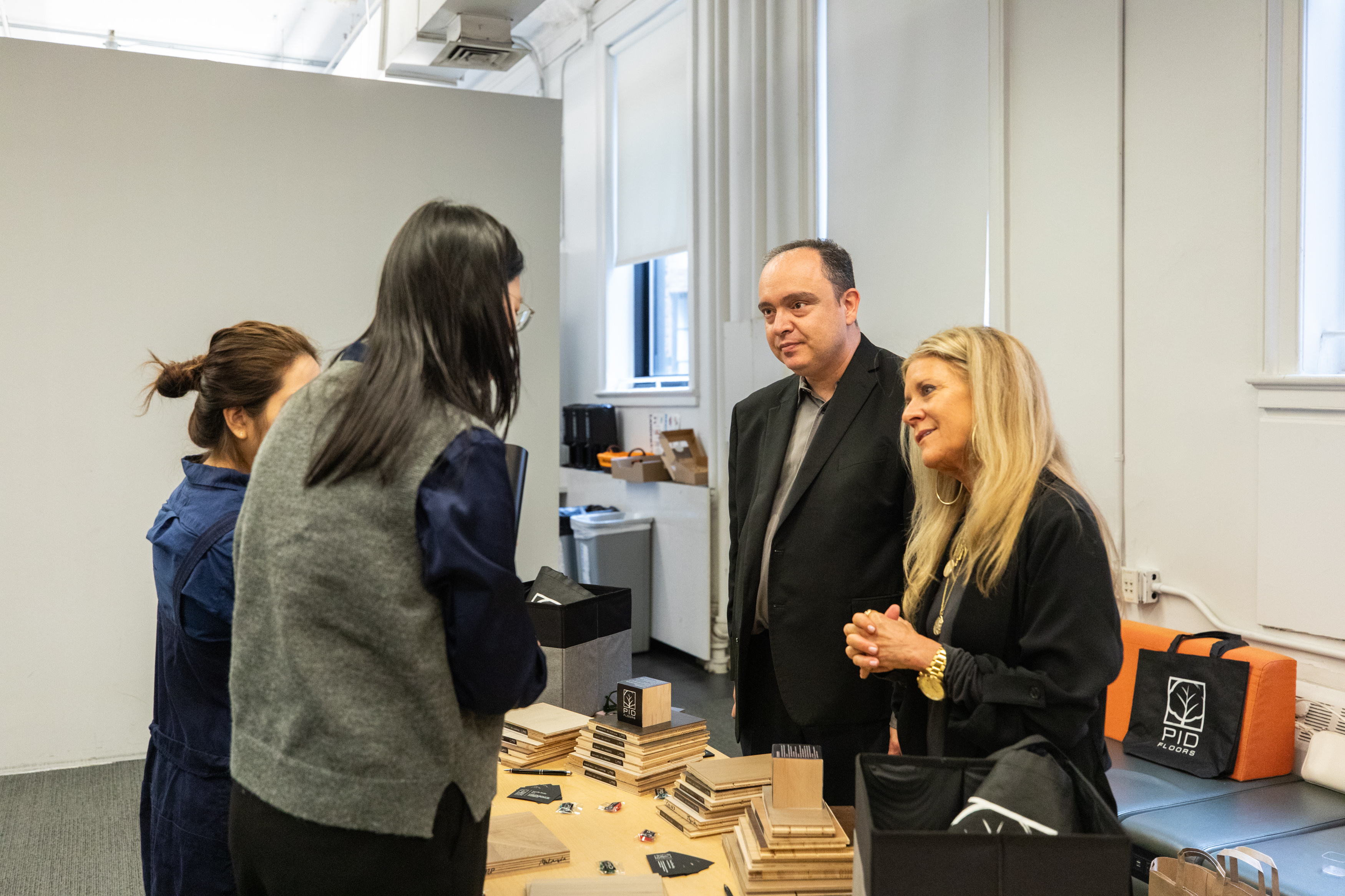Architectural tradeshow booth for PID Floors at Perkins Eastman offices