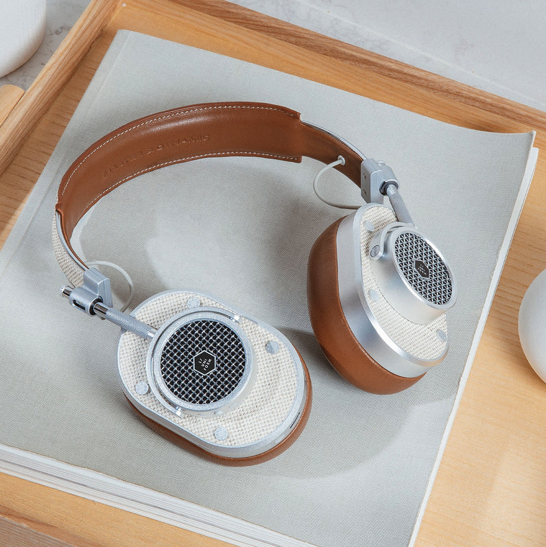 MH40 Wireless in Silver Aluminum/Beige Quadrille Canvas/Brown Leather