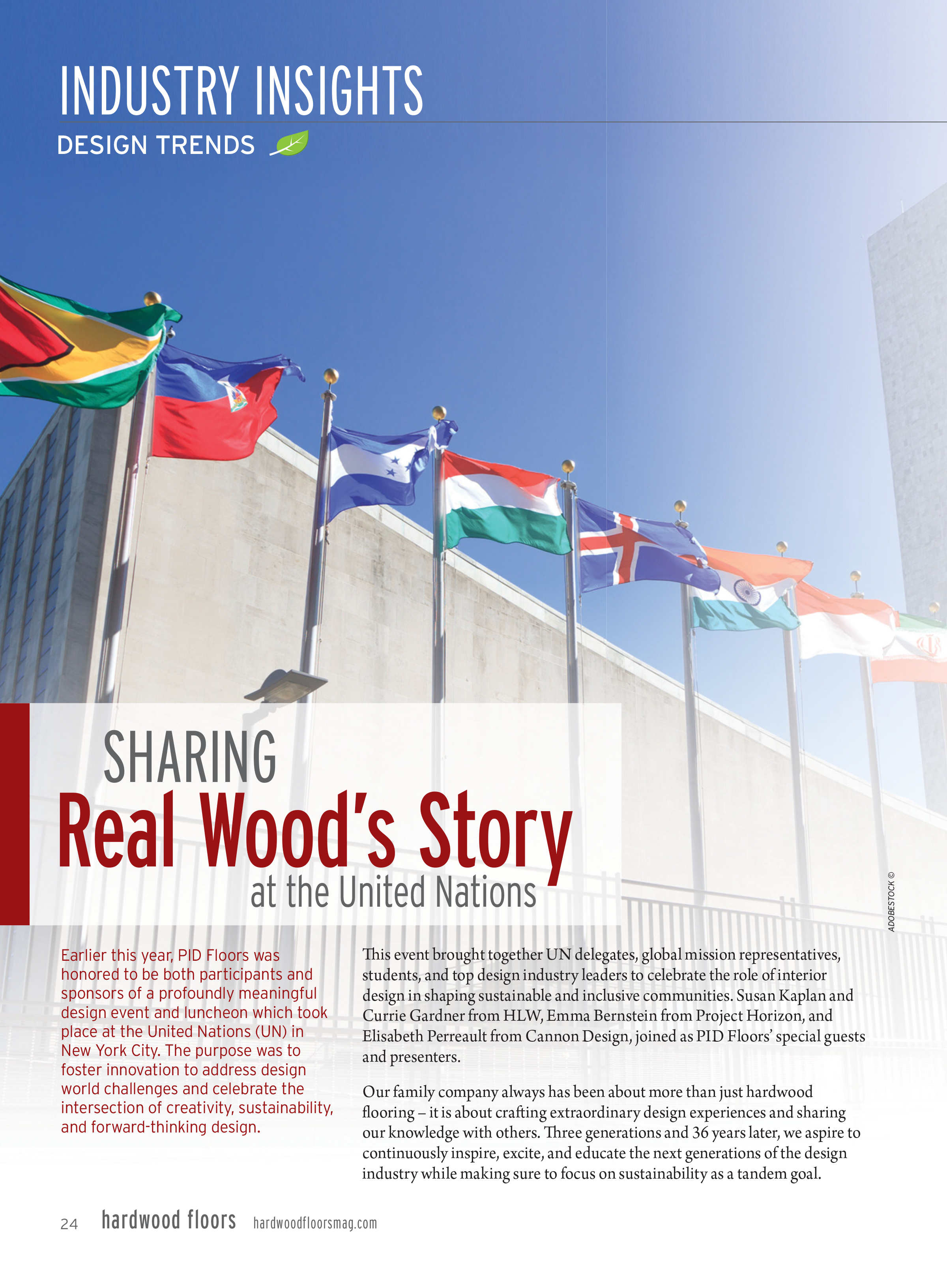 Magazine article highlighting PID Floors discussion of United Nations visit