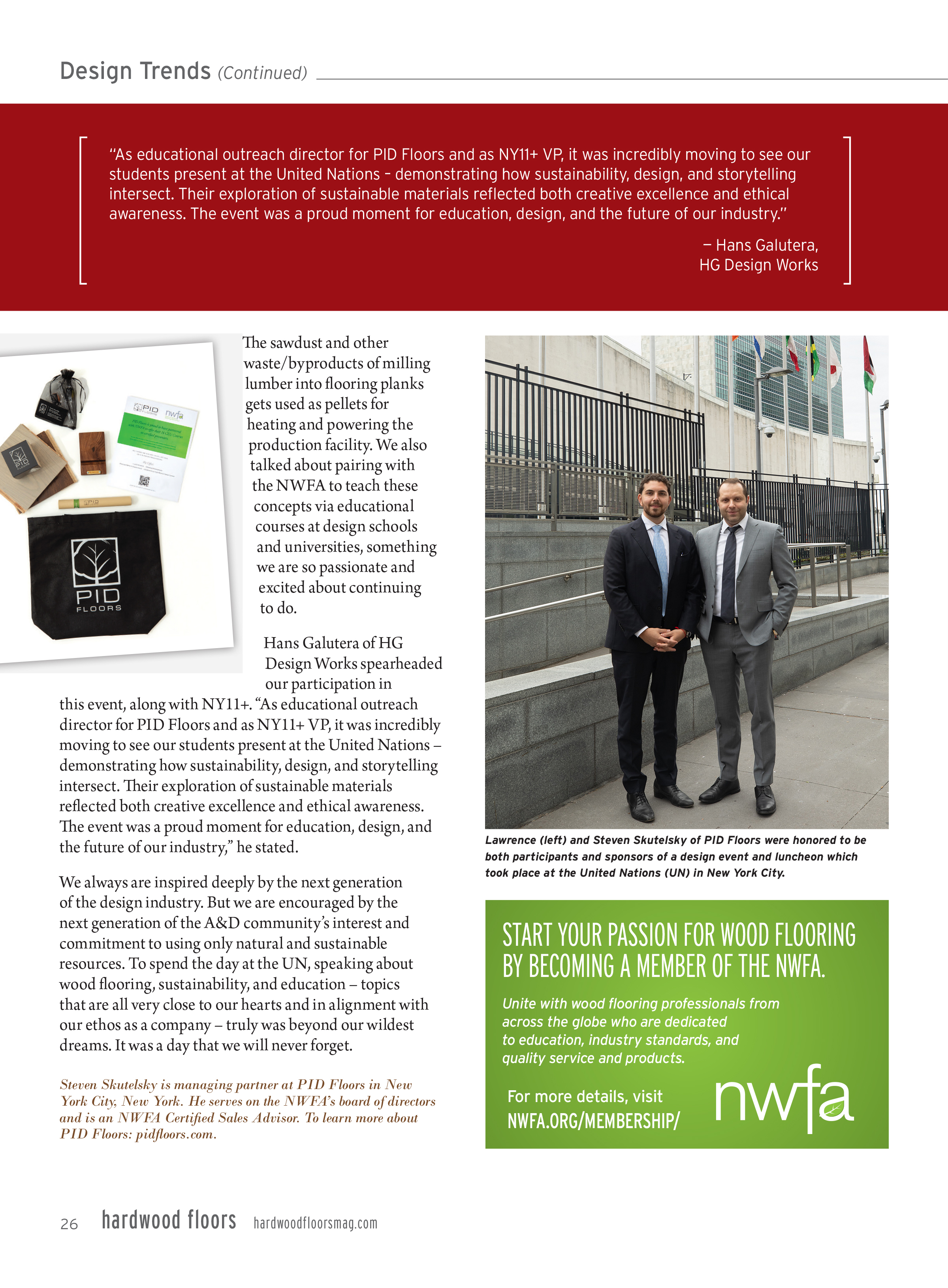 Hardwood Floors Magazine coverage of PID Floors United Nations collaboration