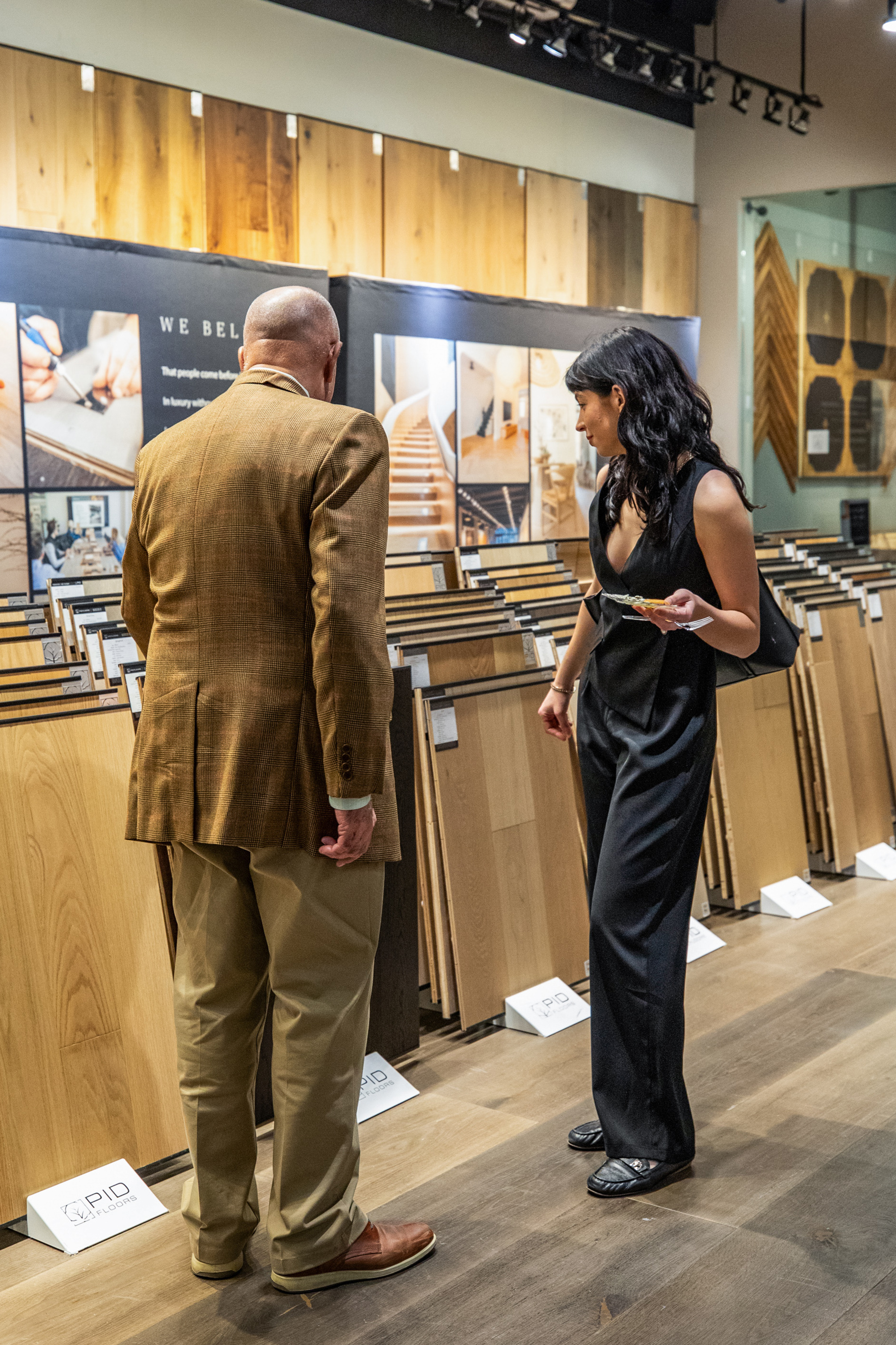 Luxury flooring installation showcase at Waterworks and PID Floors design tour