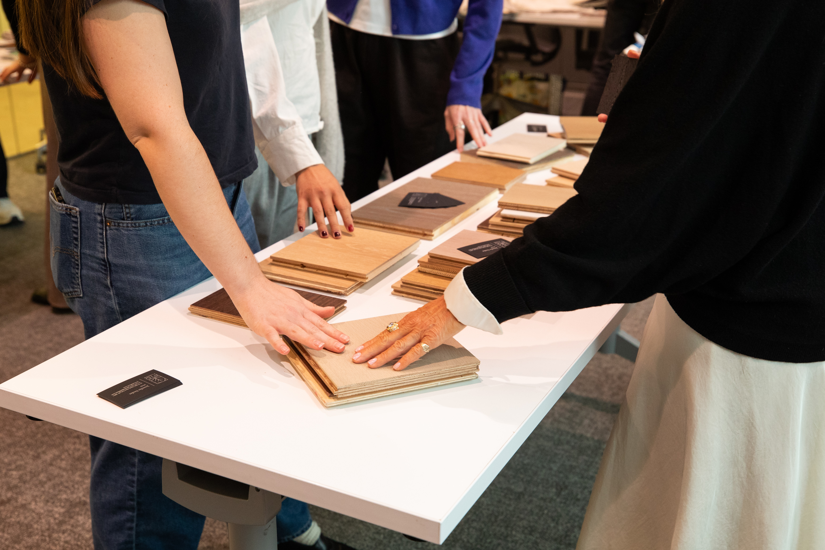Flooring product display setup at Pembrooke and Ives vendor showcase
