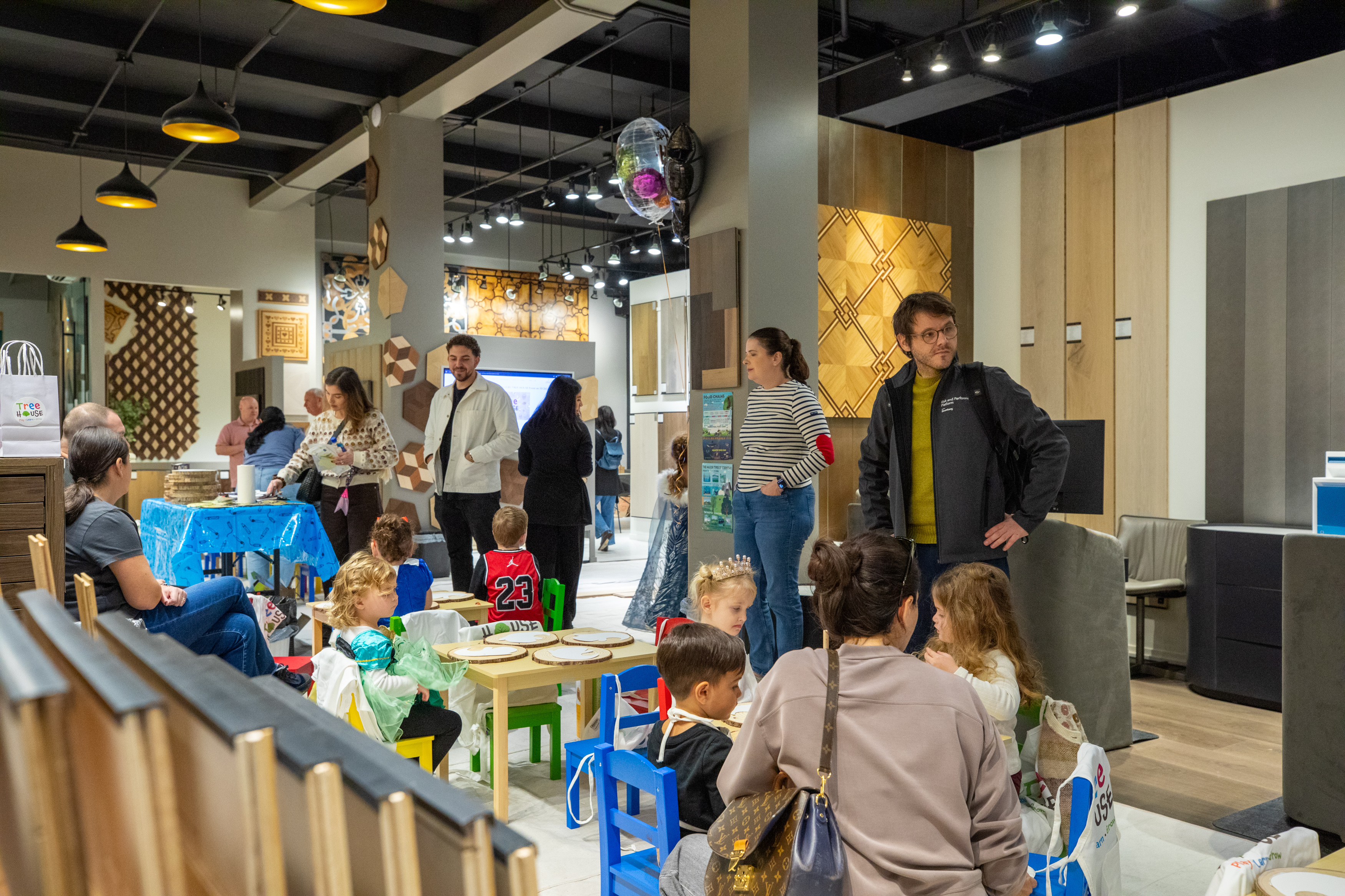 NYC design professionals celebrating Halloween at PID Floors luxury showroom