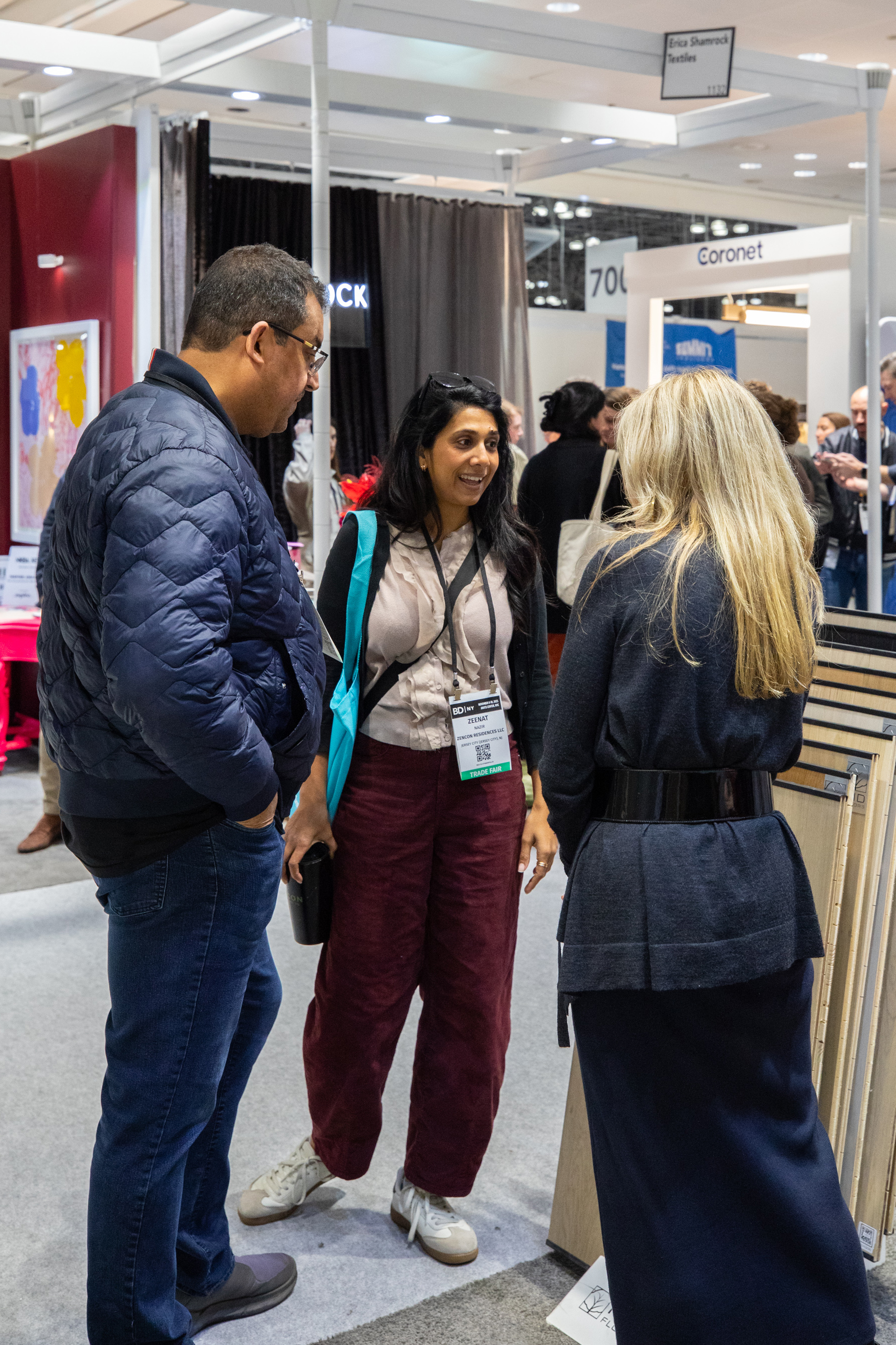 PID Floors team presenting luxury flooring solutions to hospitality designers at BDNY 2025 trade show in New York City