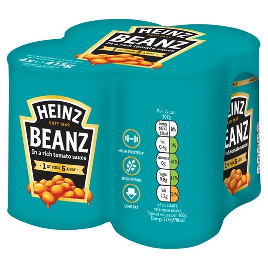 Photograph of 2 x 4 pack of 415g Heinz Beanz product