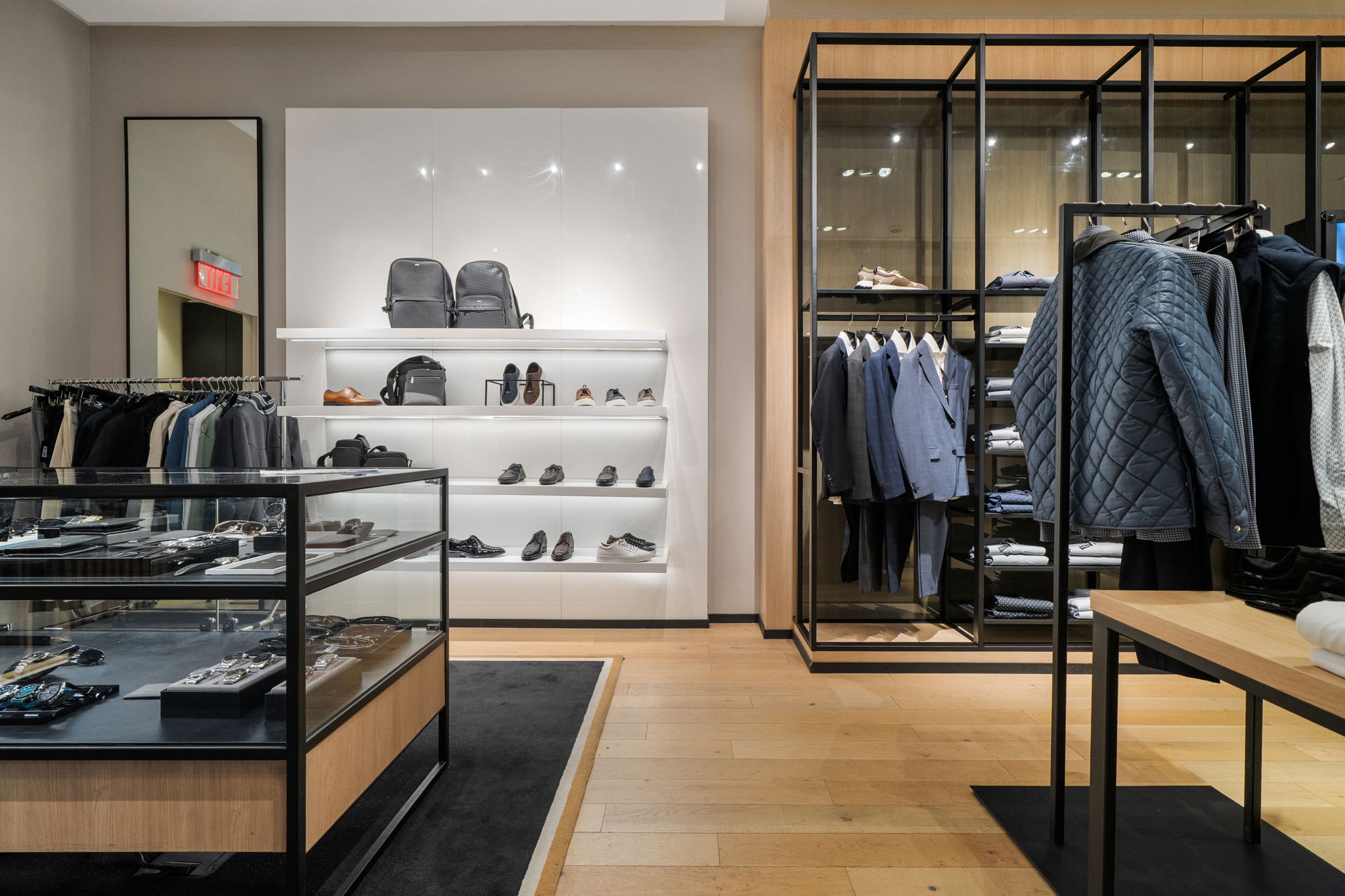 PID Floors bespoke European oak flooring Hugo Boss Miami flagship luxury menswear retail interior installation