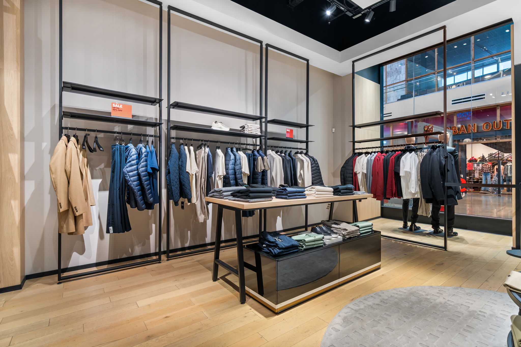 Wide plank hardwood floor detail by PID Floors Hugo Boss Miami high-end fashion boutique space