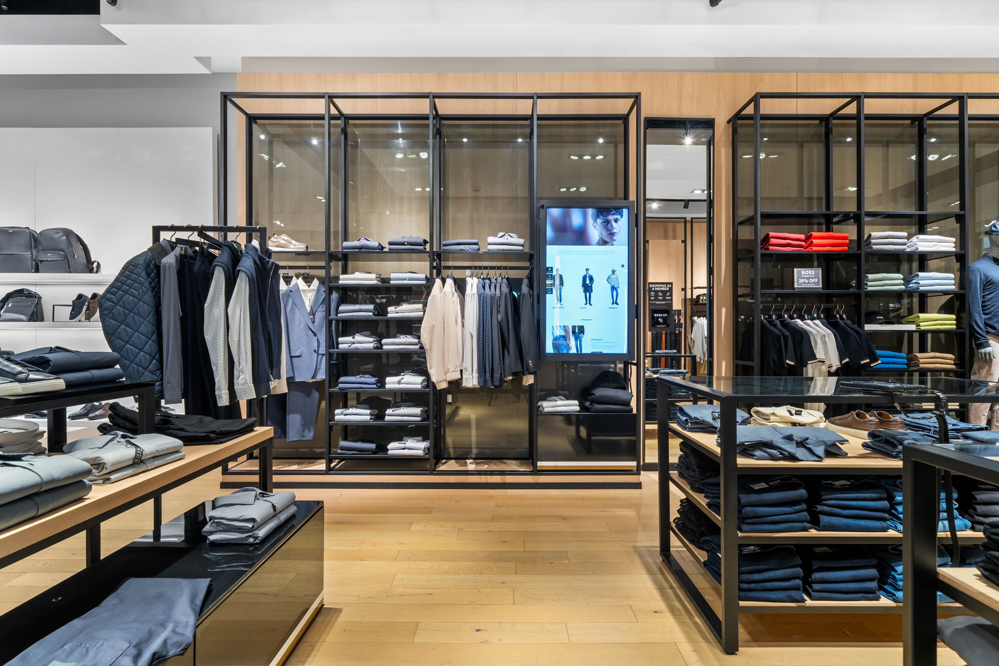 Precision European oak installation PID Floors Hugo Boss Miami flagship sophisticated retail environment