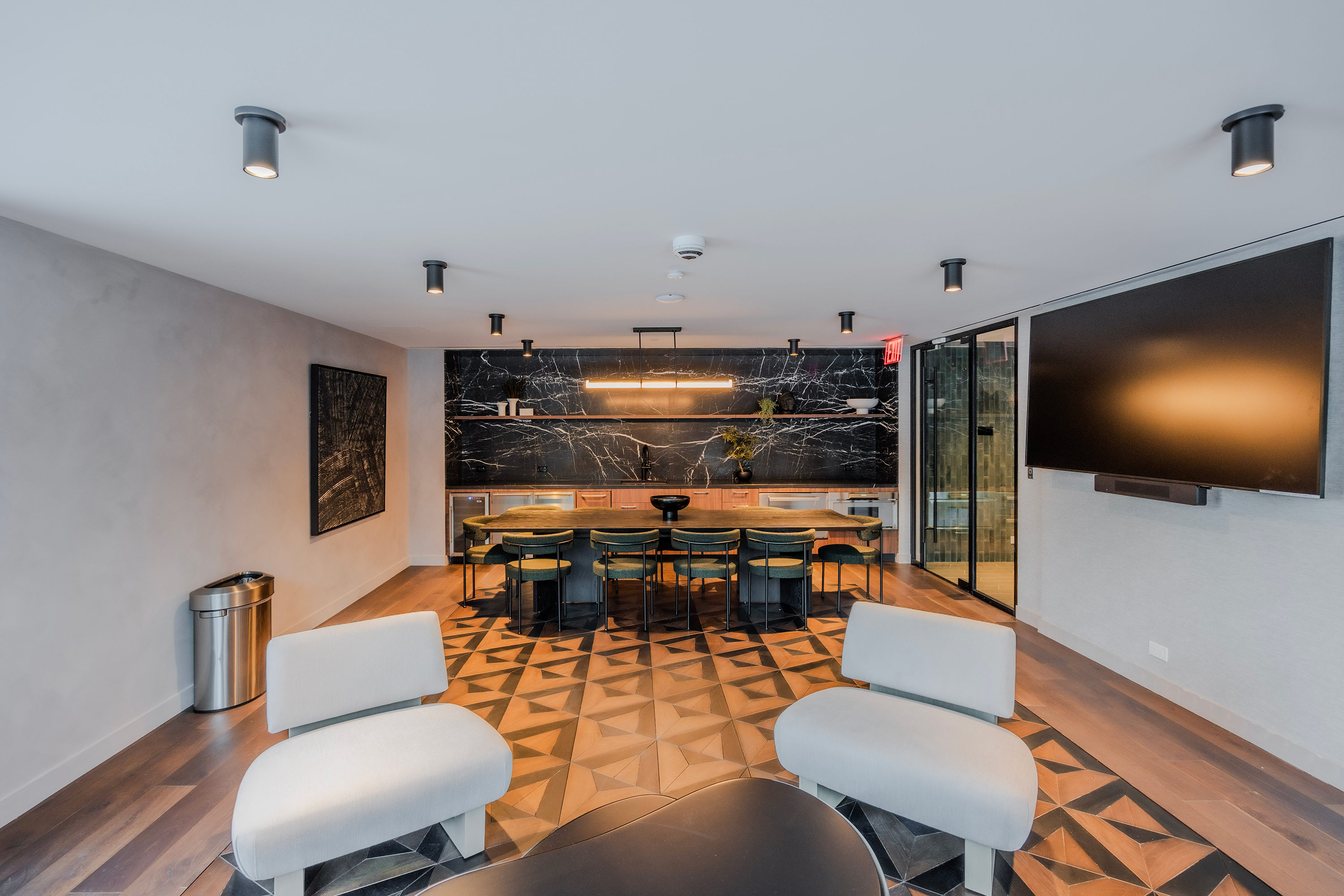 Living area featuring PID Floors hardwood flooring at 1057 Atlantic Avenue
