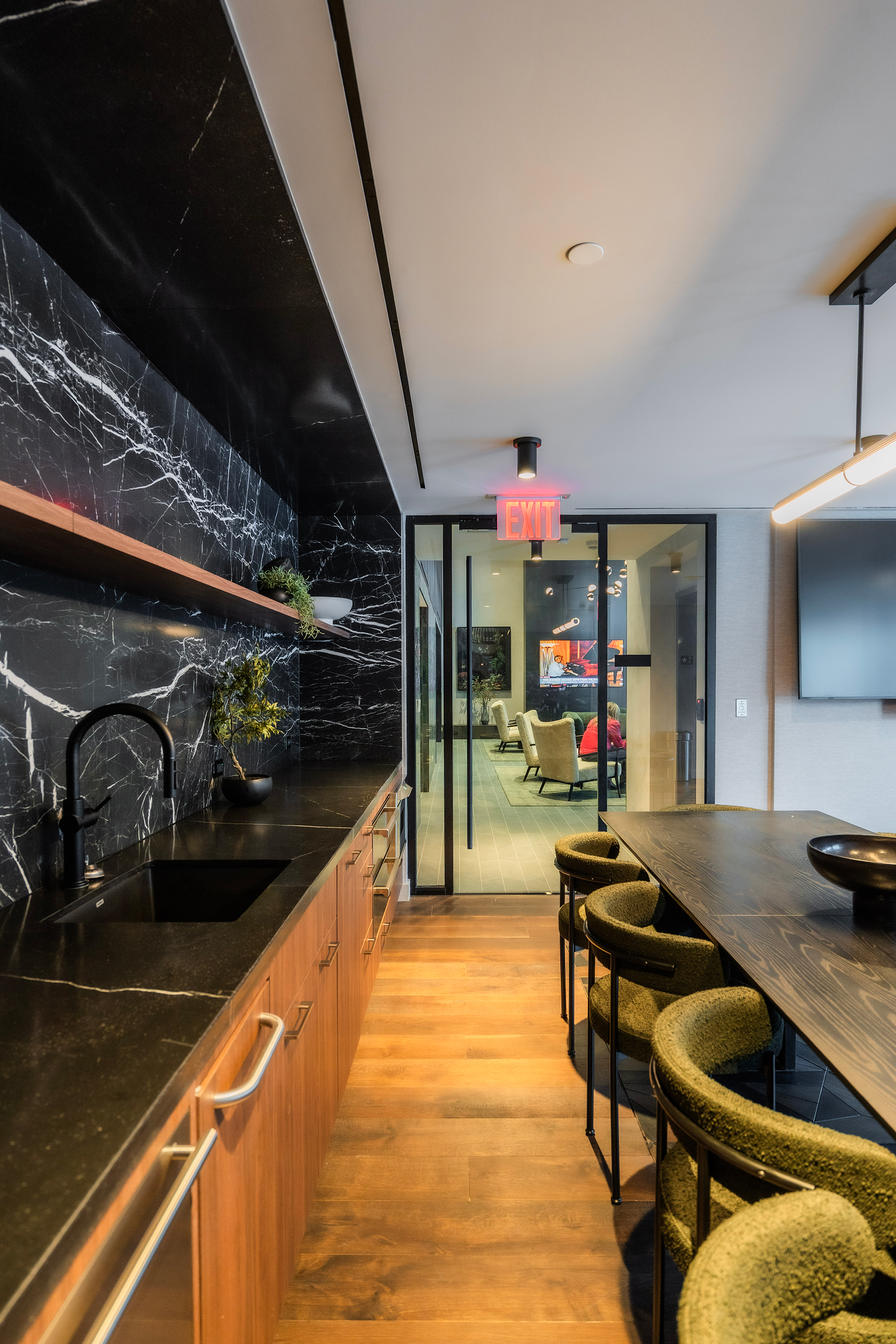Kitchen flooring transition at 1057 Atlantic Avenue with PID Floors hardwood