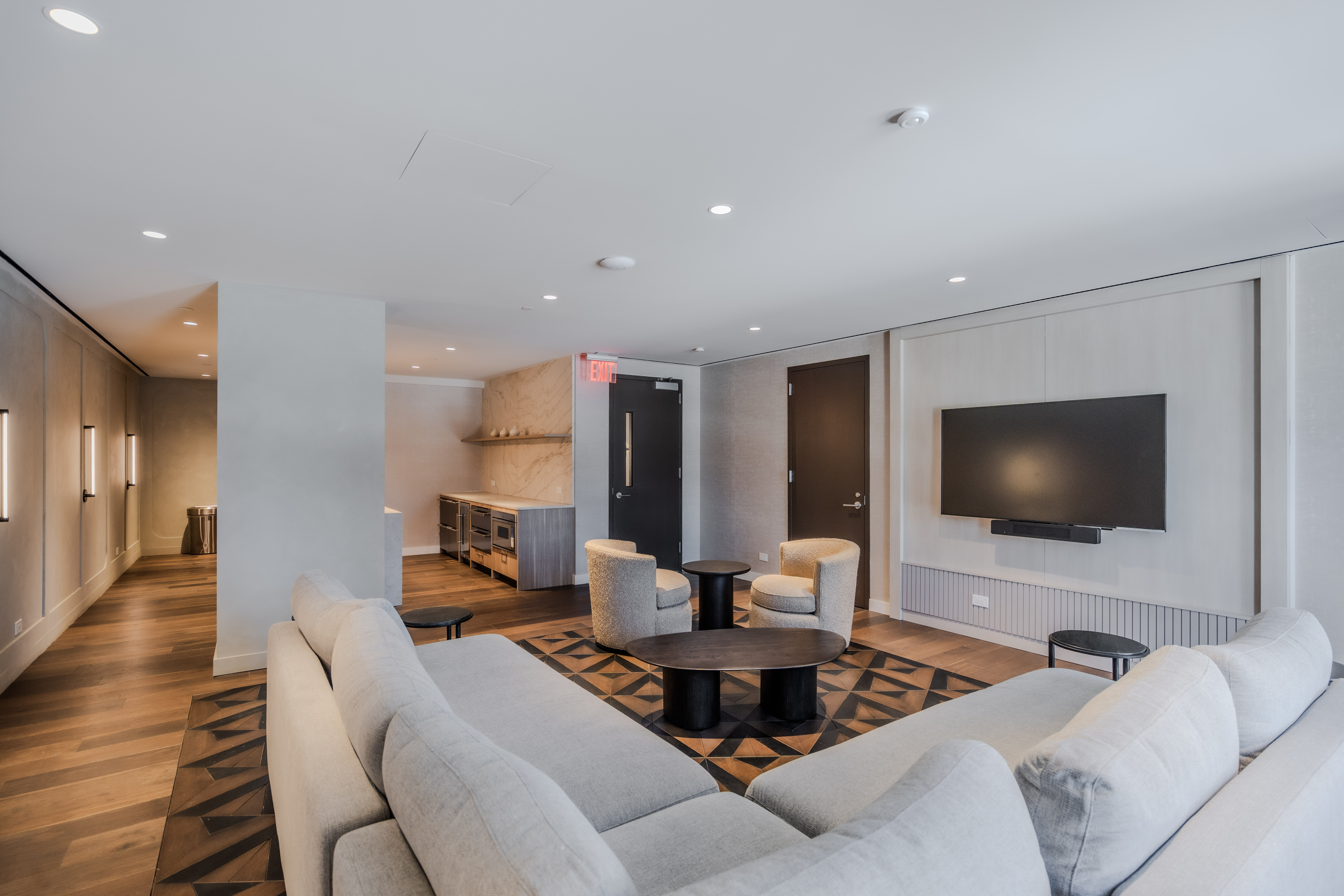 Open-plan unit at 1057 Atlantic Avenue showcasing PID Floors hardwood installation