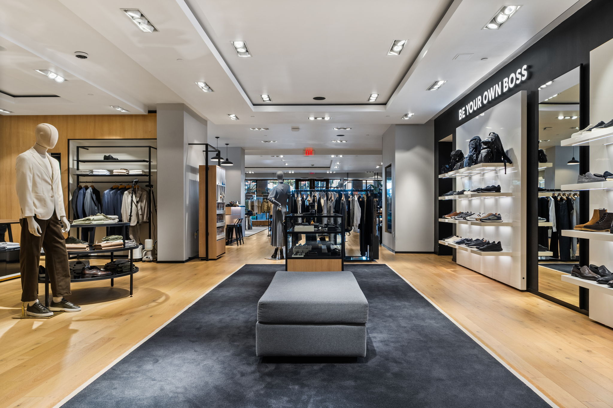 Artisan hardwood flooring installation PID Floors Hugo Boss Coral Gables premium fashion store design