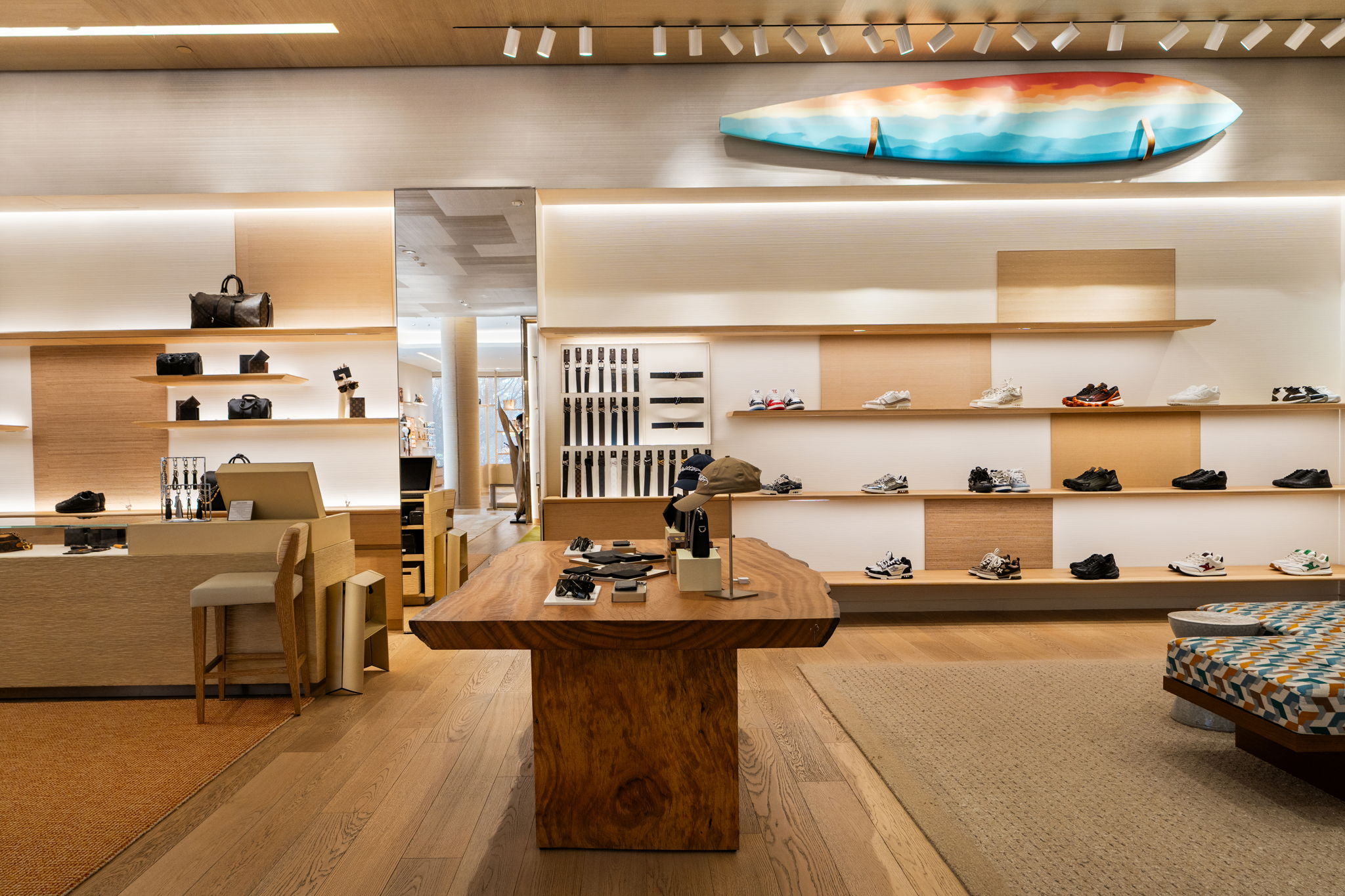 Custom hardwood flooring installation by PID Floors Louis Vuitton boutique in Coral Gables high-quality flooring for retail