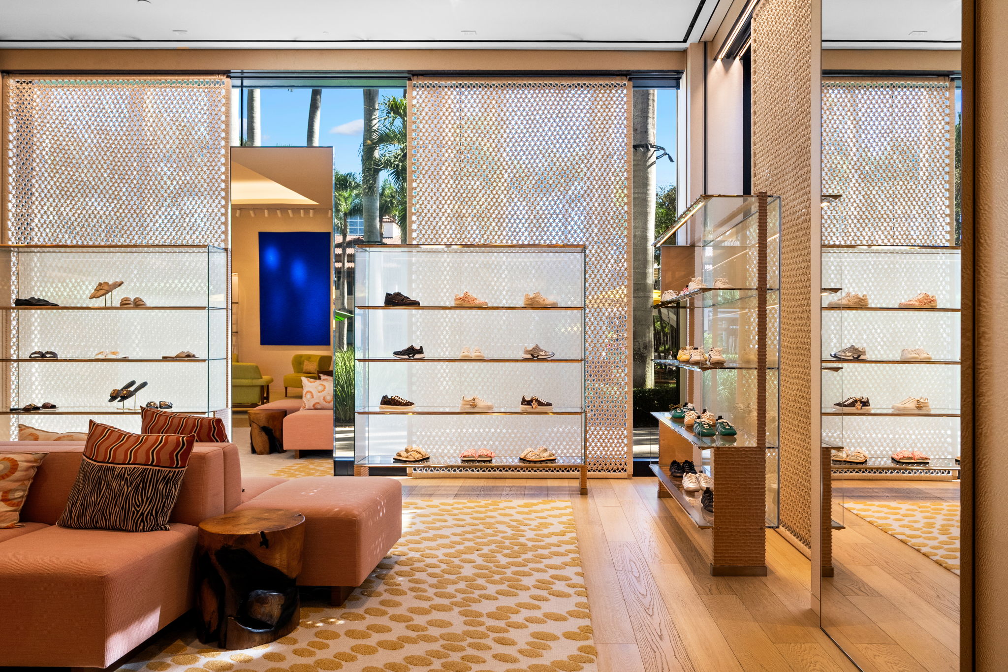 Wide plank European oak installation PID Floors Louis Vuitton Coral Gables premium designer retail showroom interior