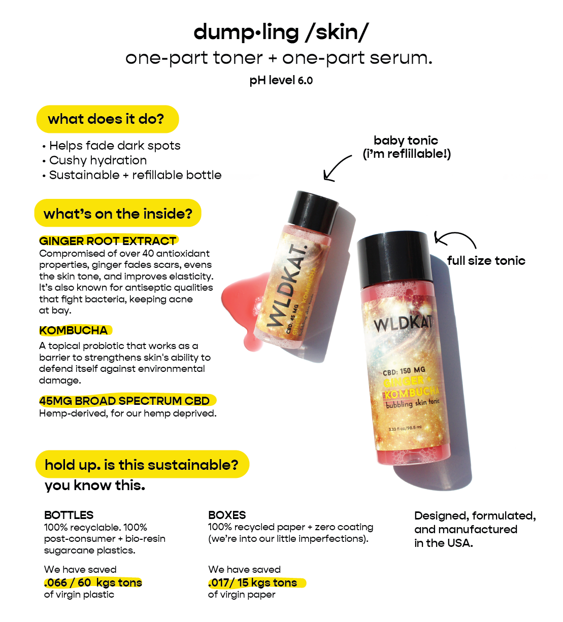 MINI GINGER + KOMBUCHA BUBBLING SKIN TONIC WLDKAT