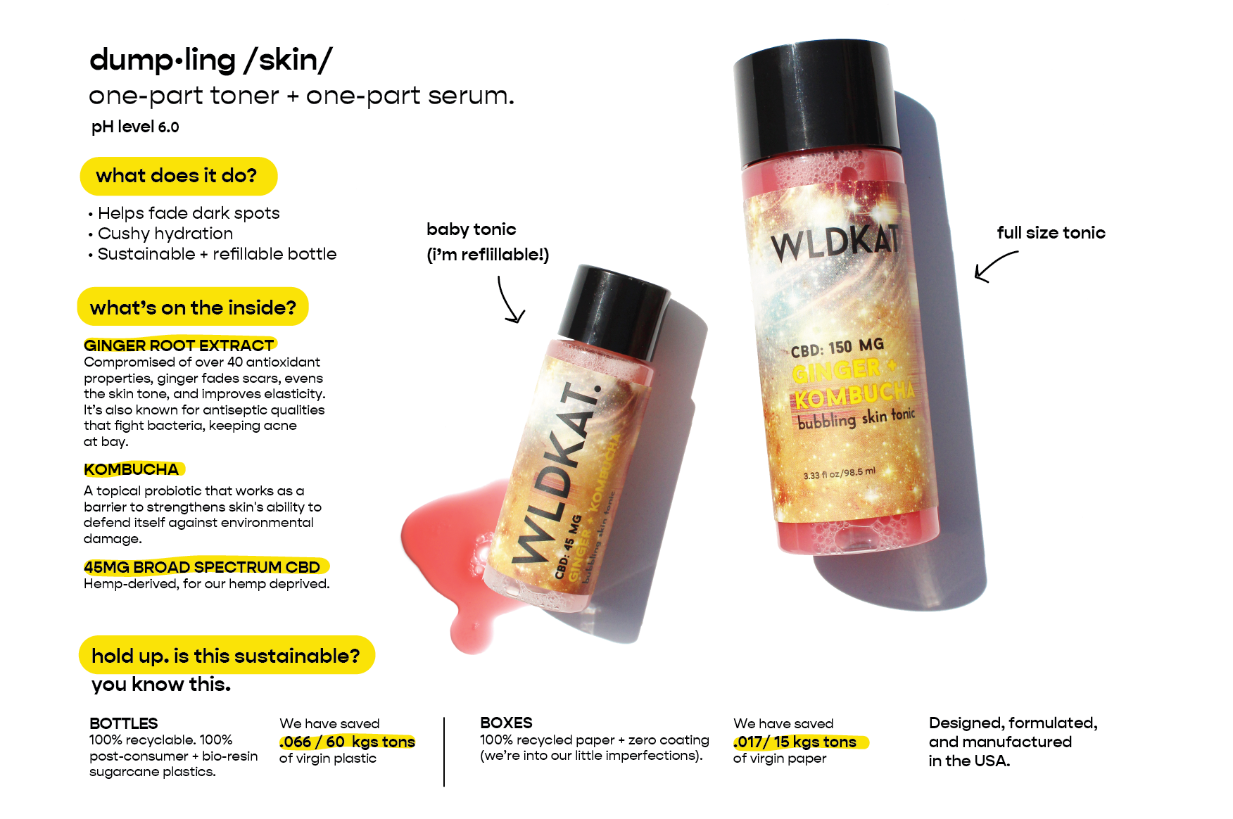 MINI GINGER + KOMBUCHA BUBBLING SKIN TONIC WLDKAT