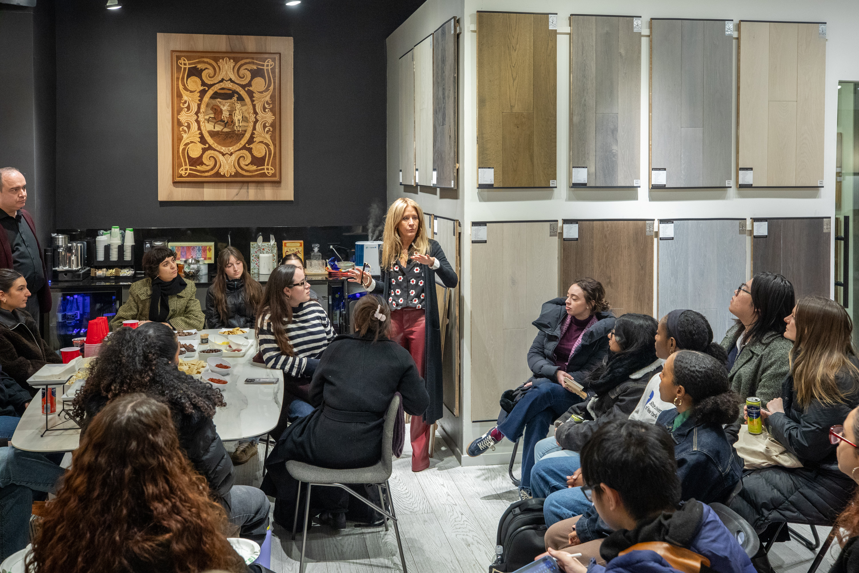 Fashion Institute of Technology students touring PID Floors NYC flagship hardwood showroom