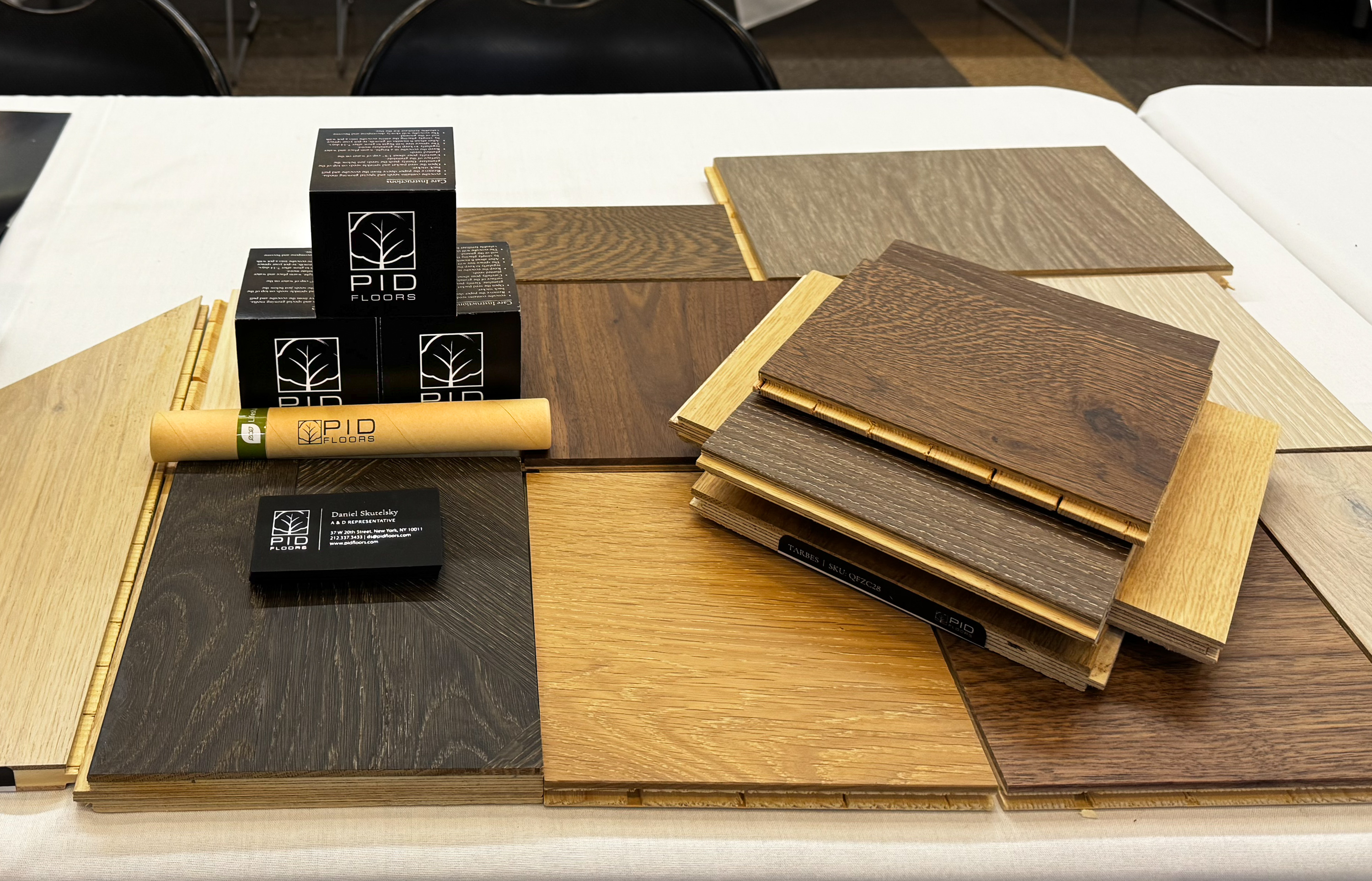 PID Floors team engaging with FIT interior design students about luxury flooring materials and career opportunities in NYC