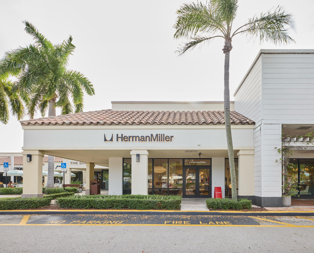 MillerKnoll Fort Lauderdale showroom featuring PID Floors luxury hardwood flooring in sophisticated commercial interior design