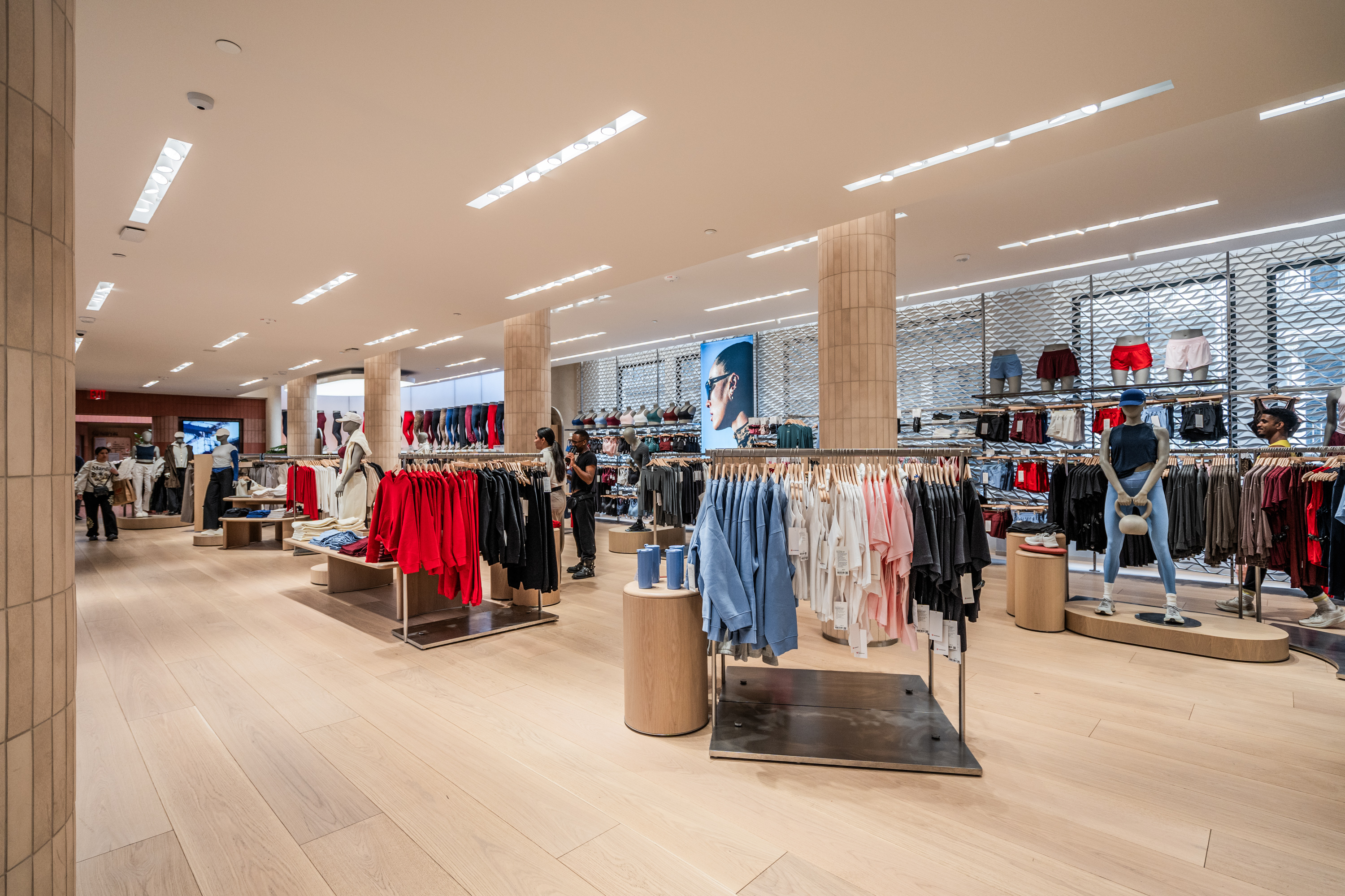 PID Floors luxury hardwood flooring installation at lululemon SoHo New York retail flagship location