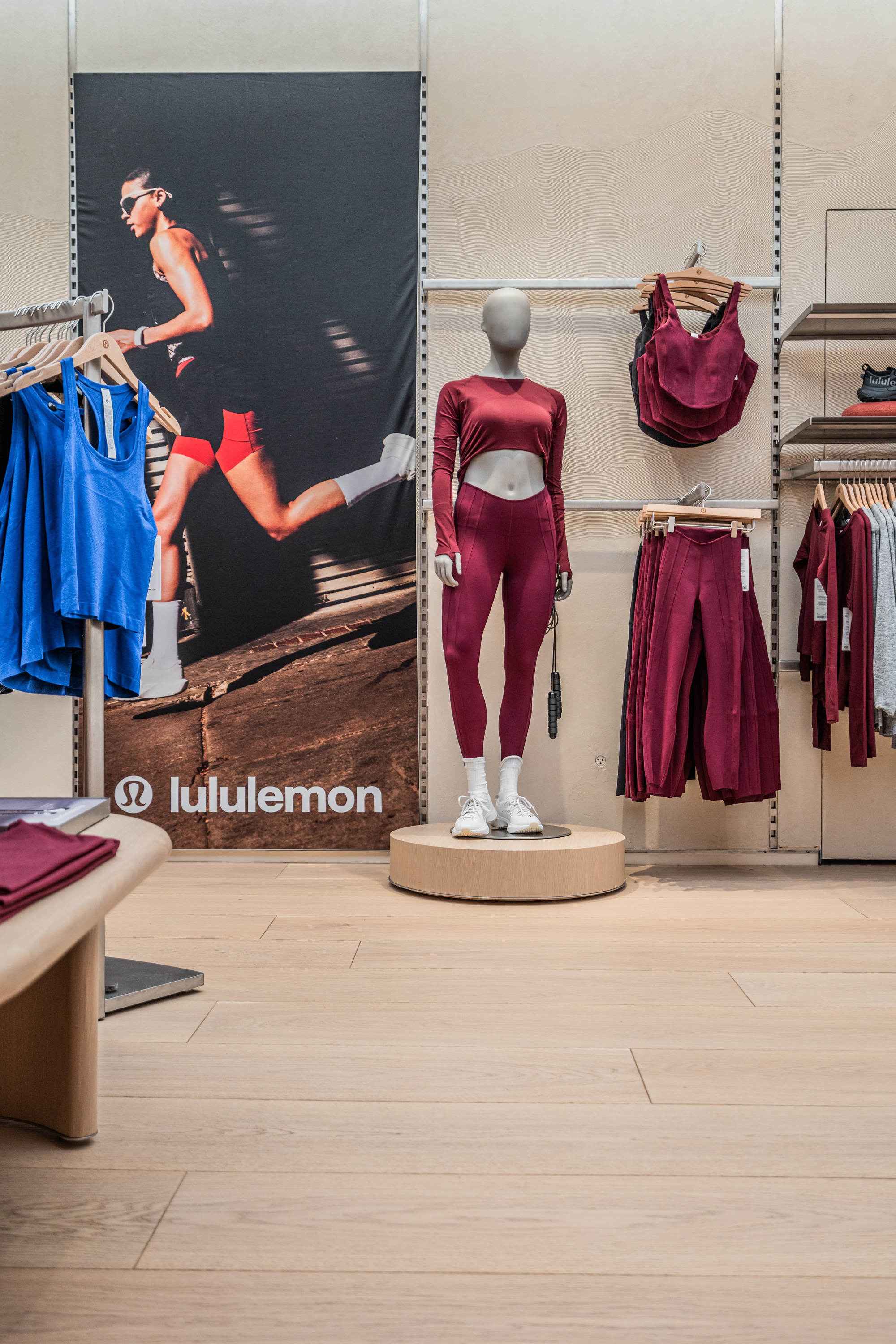 Custom hardwood flooring detail at lululemon SoHo NYC showcasing PID Floors commercial expertise