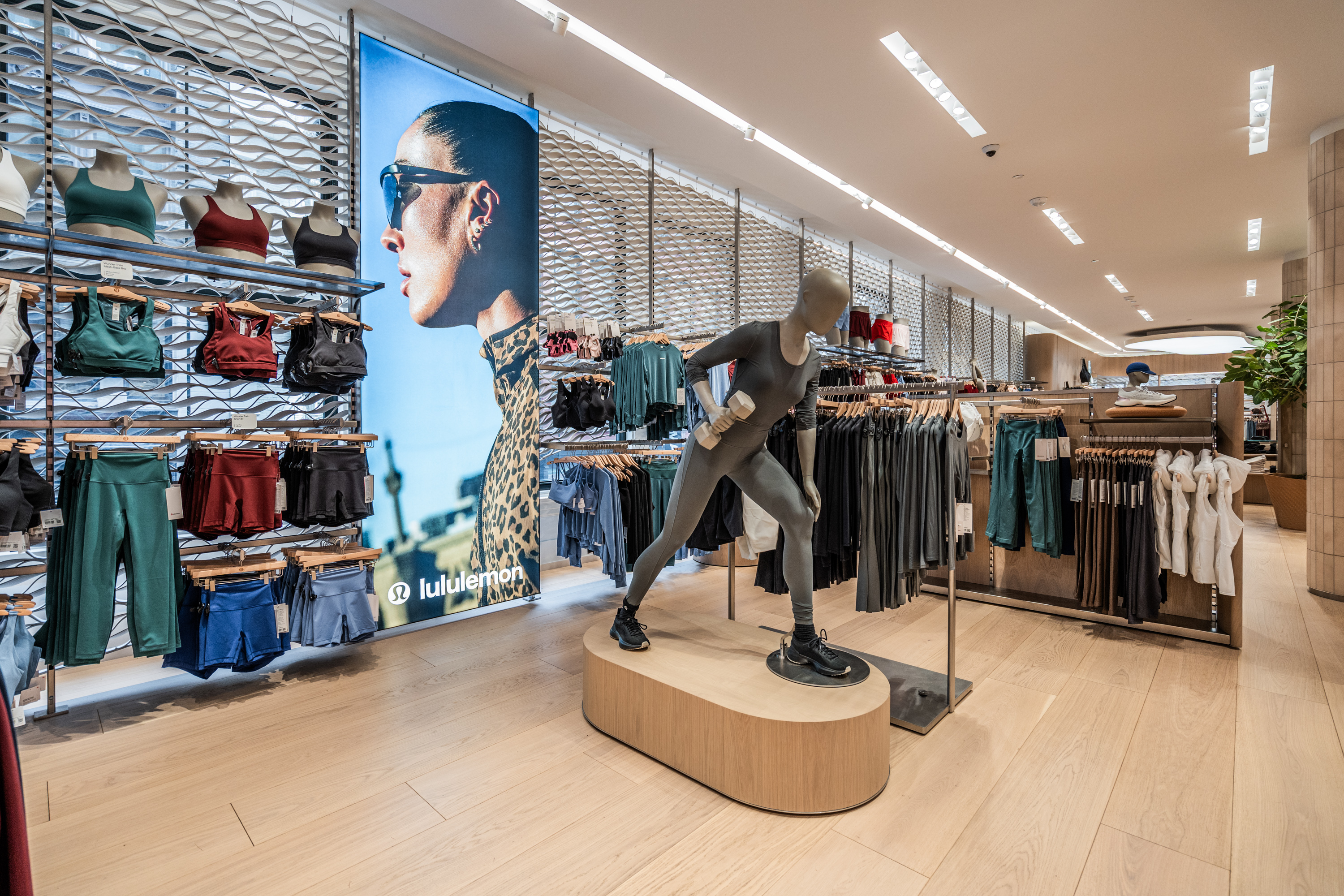 Luxury wood flooring by PID Floors enhancing lululemon SoHo shopping experience and interior design