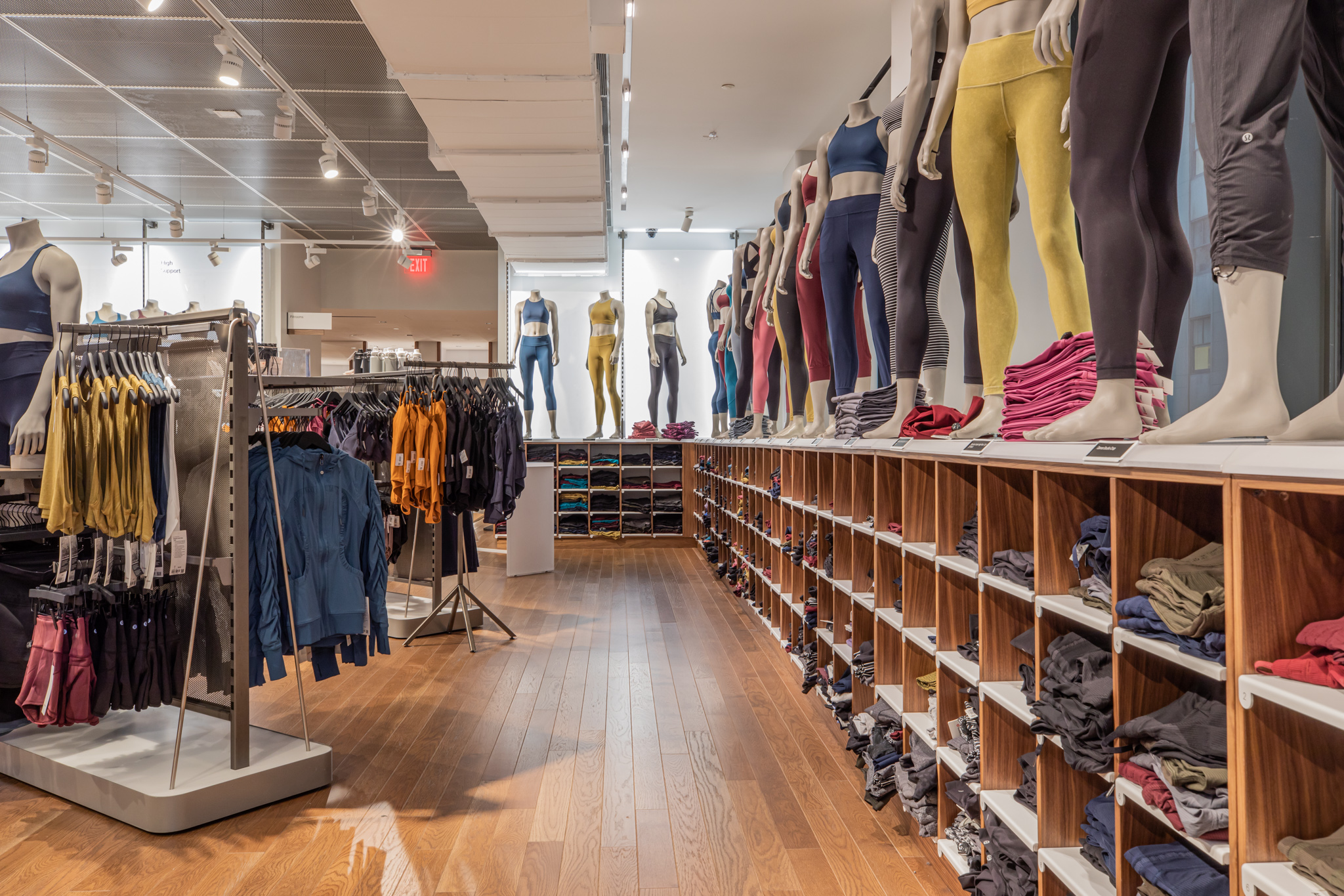 PID Floors luxury hardwood flooring installation at lululemon 5th Avenue New York flagship retail location