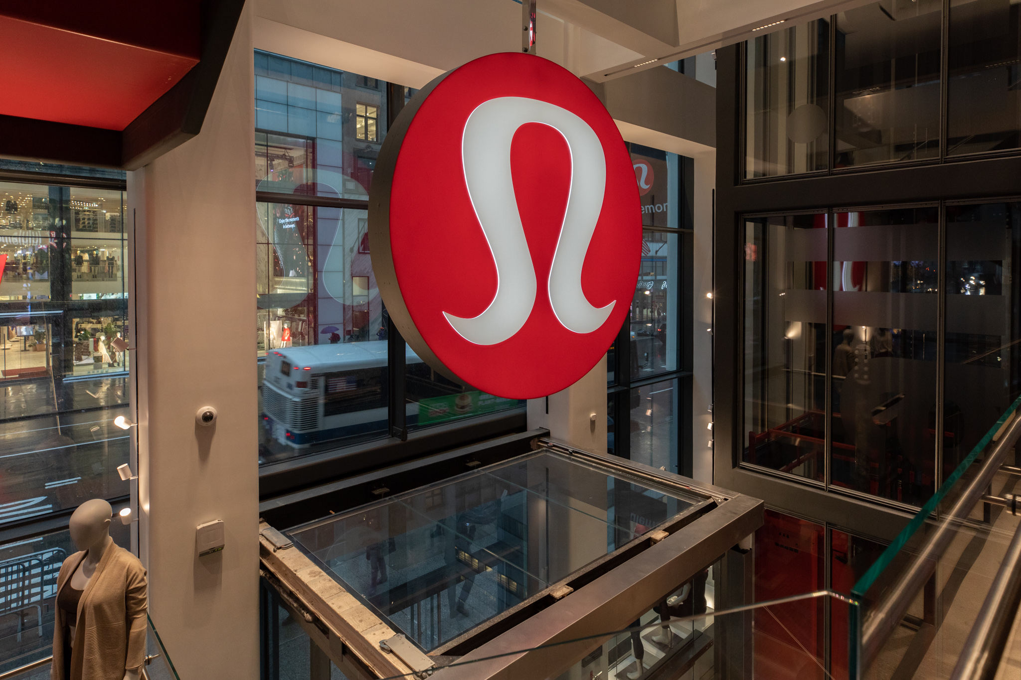 PID Floors commercial-grade hardwood installation at lululemon 5th Avenue New York flagship boutique