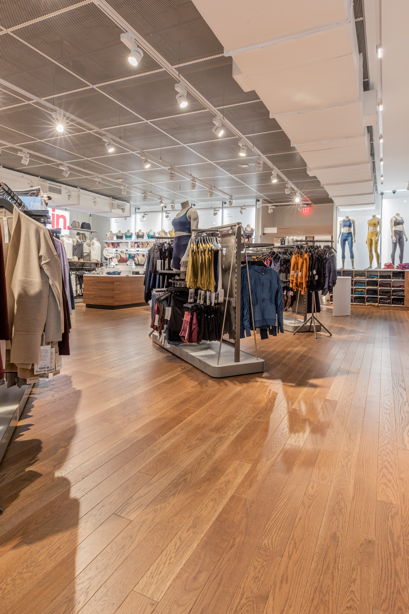 Luxury hardwood floor detail at lululemon 5th Avenue installed by PID Floors for enduring elegance