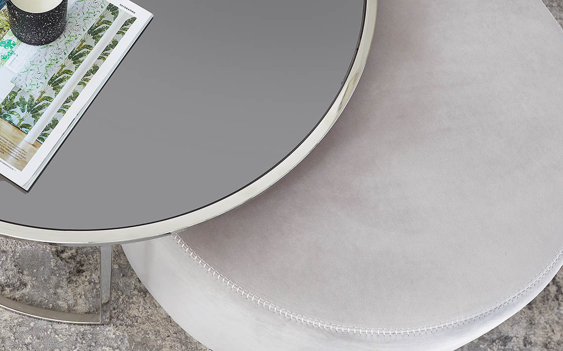 Thea Round Coffee Table and Pouffe Set