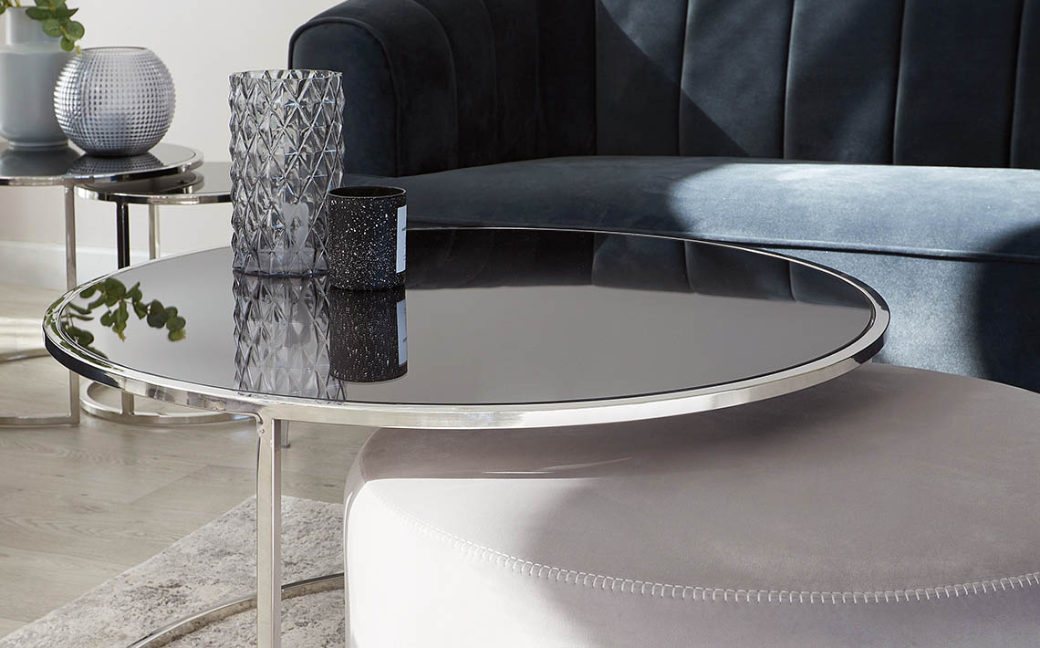 Thea Round Coffee Table and Pouffe Set