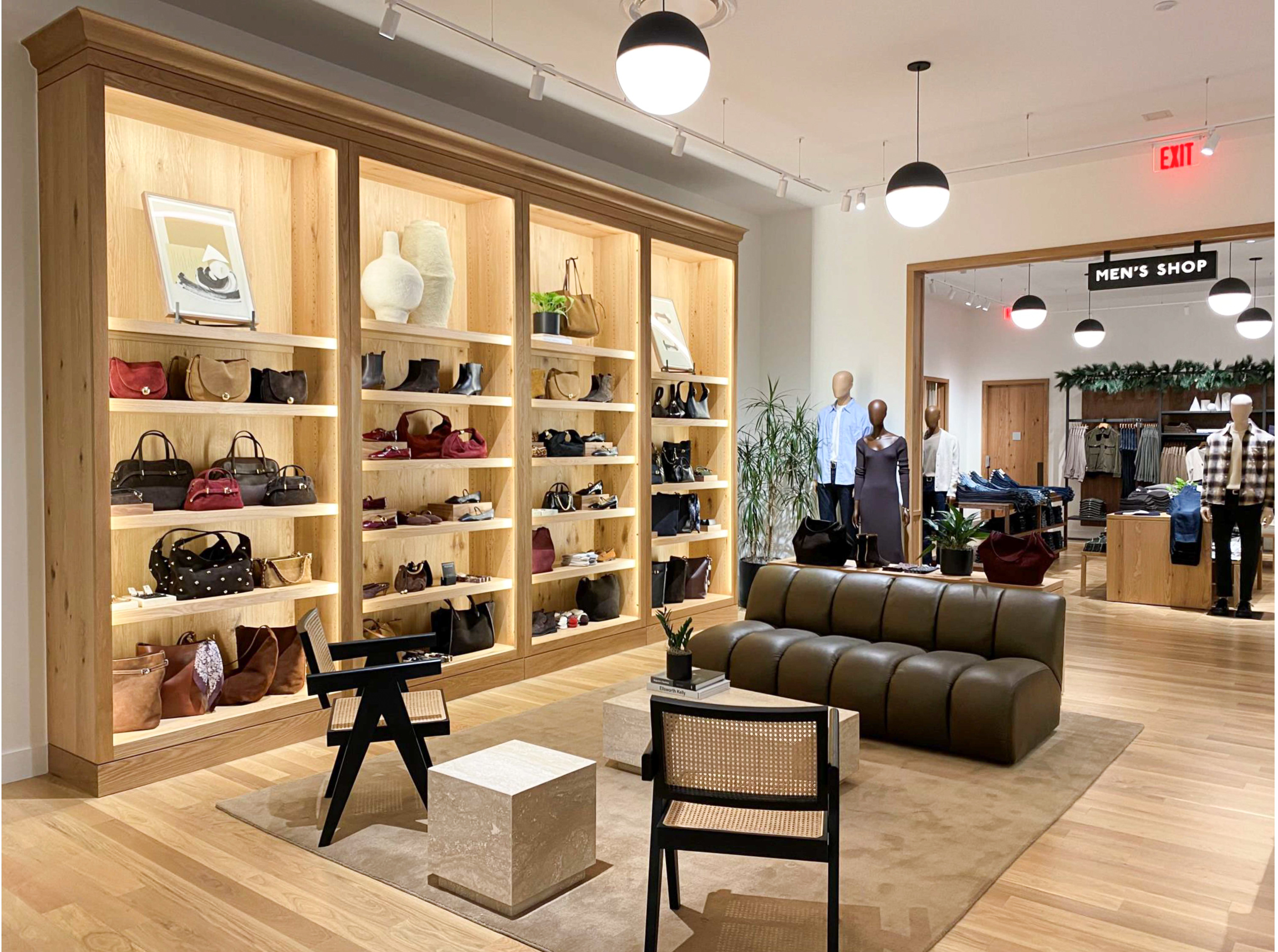 Retail interior design with PID Floors hardwood flooring at Madewell location