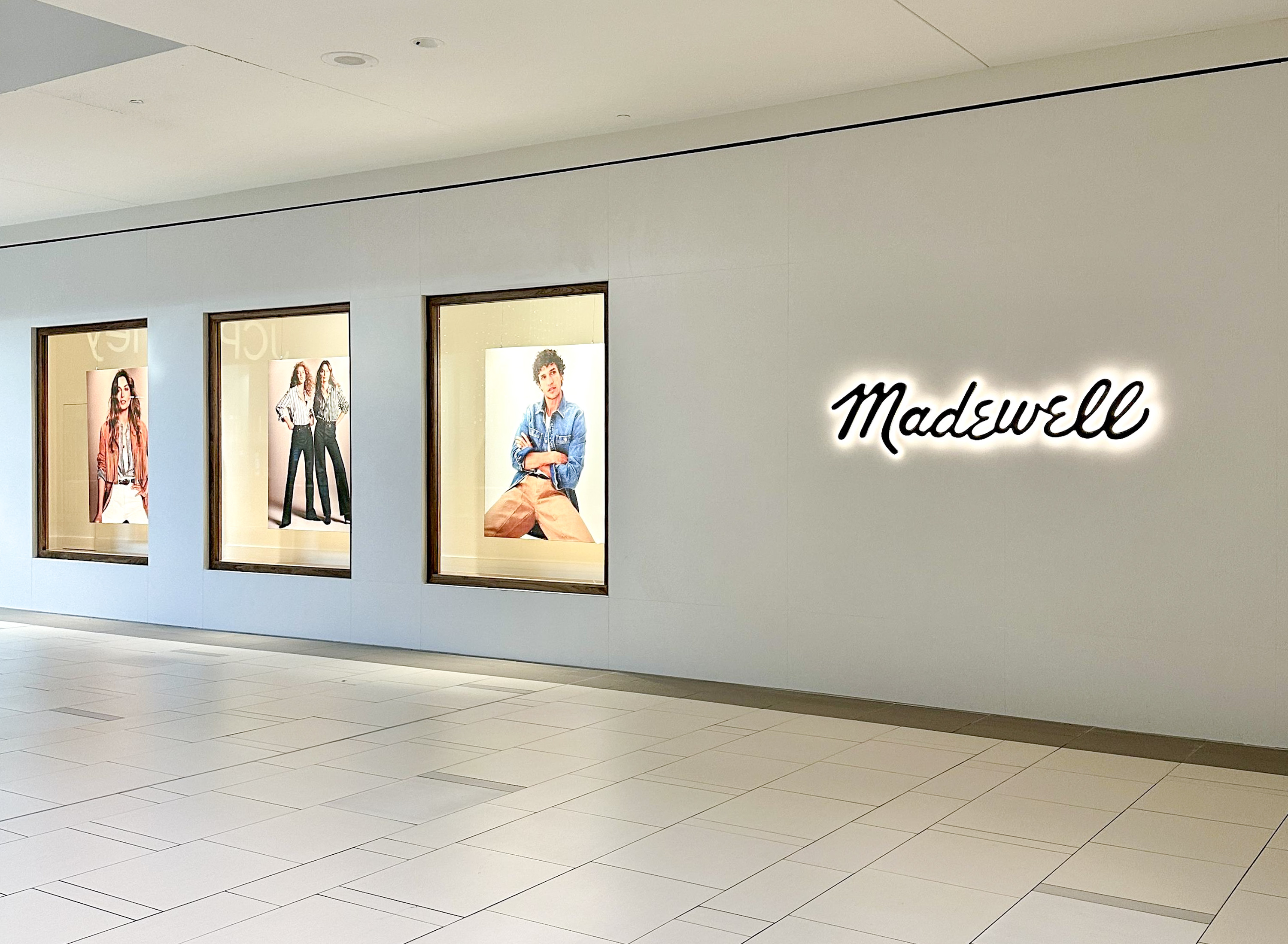 Luxury wood flooring project for Madewell retail environment showcasing natural wood texture
