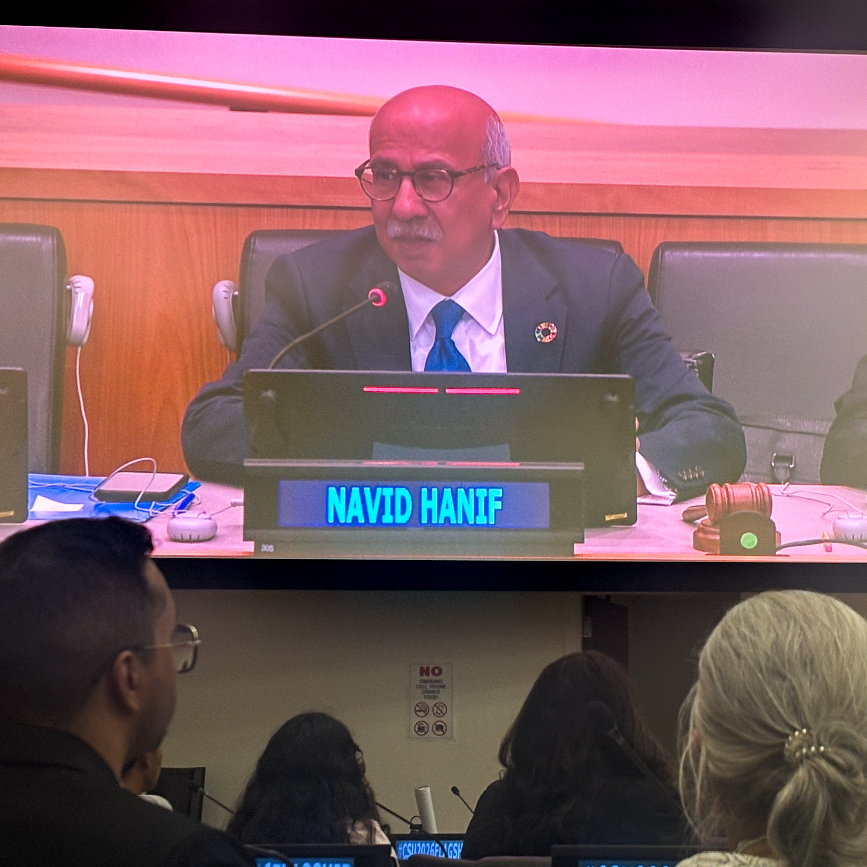 Speaker presenting innovative regenerative design strategies for future cities at the United Nations Summit