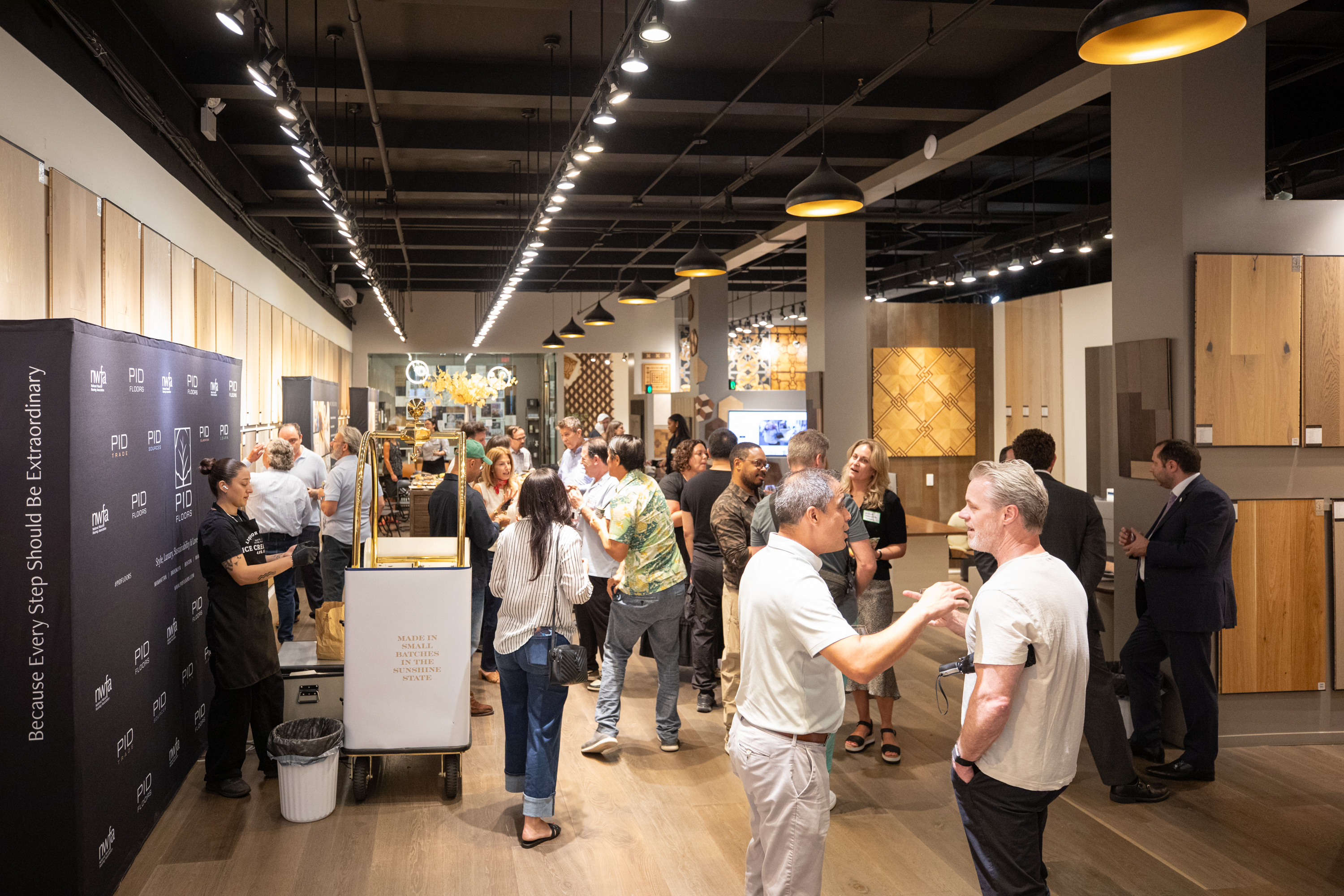 PID Floors showroom gathering of architects, interior designers, and industry leaders