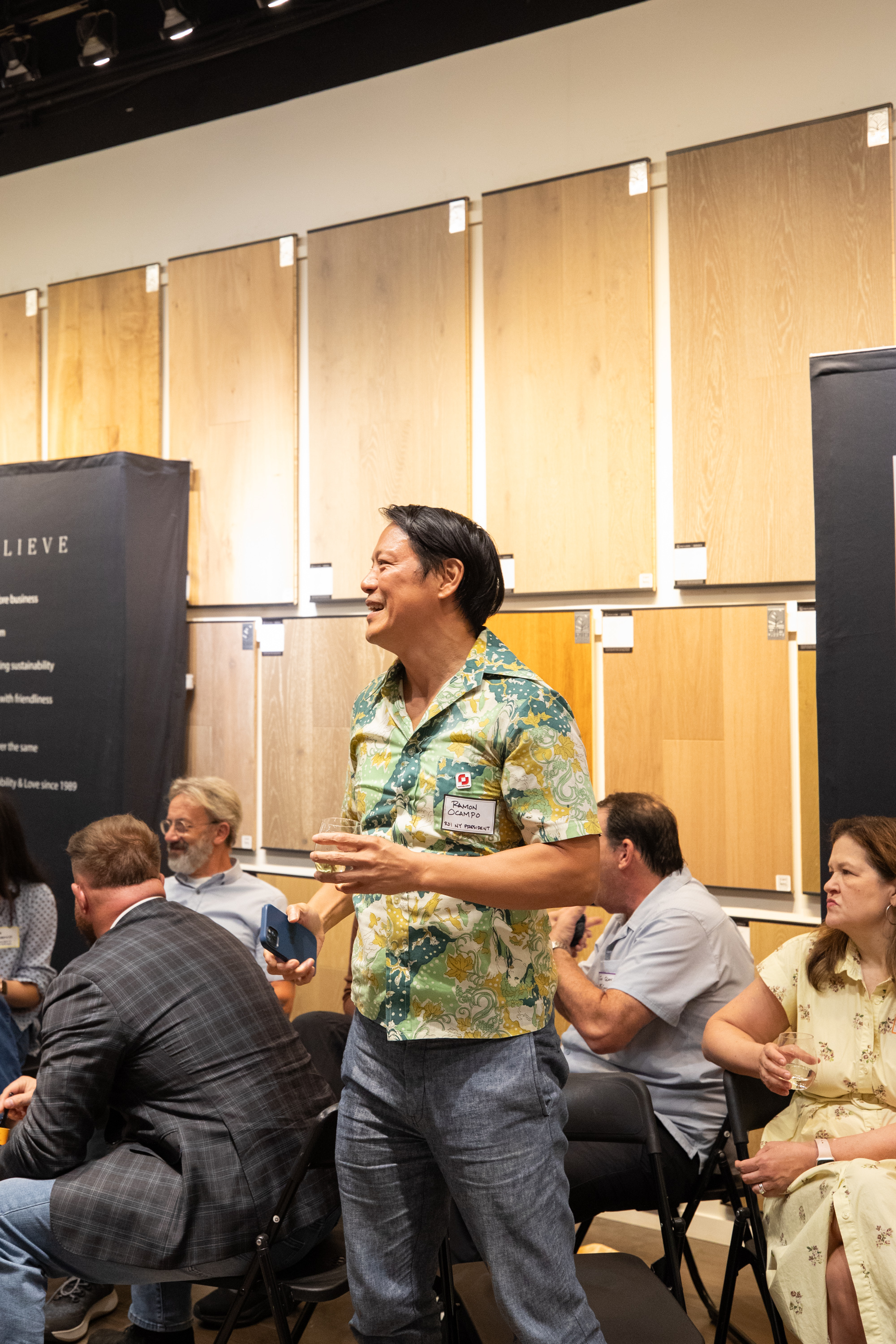 Retail Design Institute members engaging with premium flooring materials