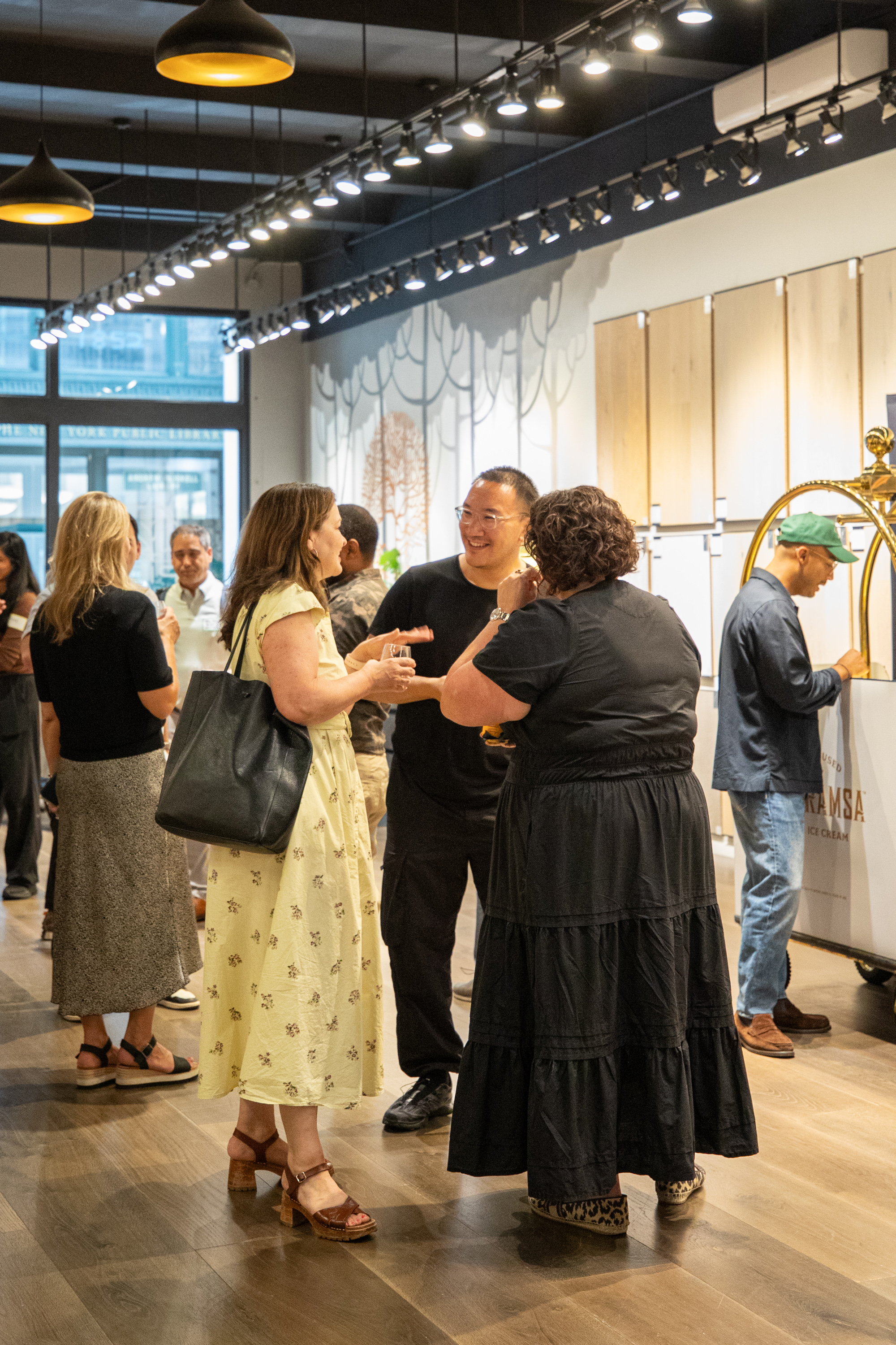 Luxury hardwood flooring displays showcased during NYC design event