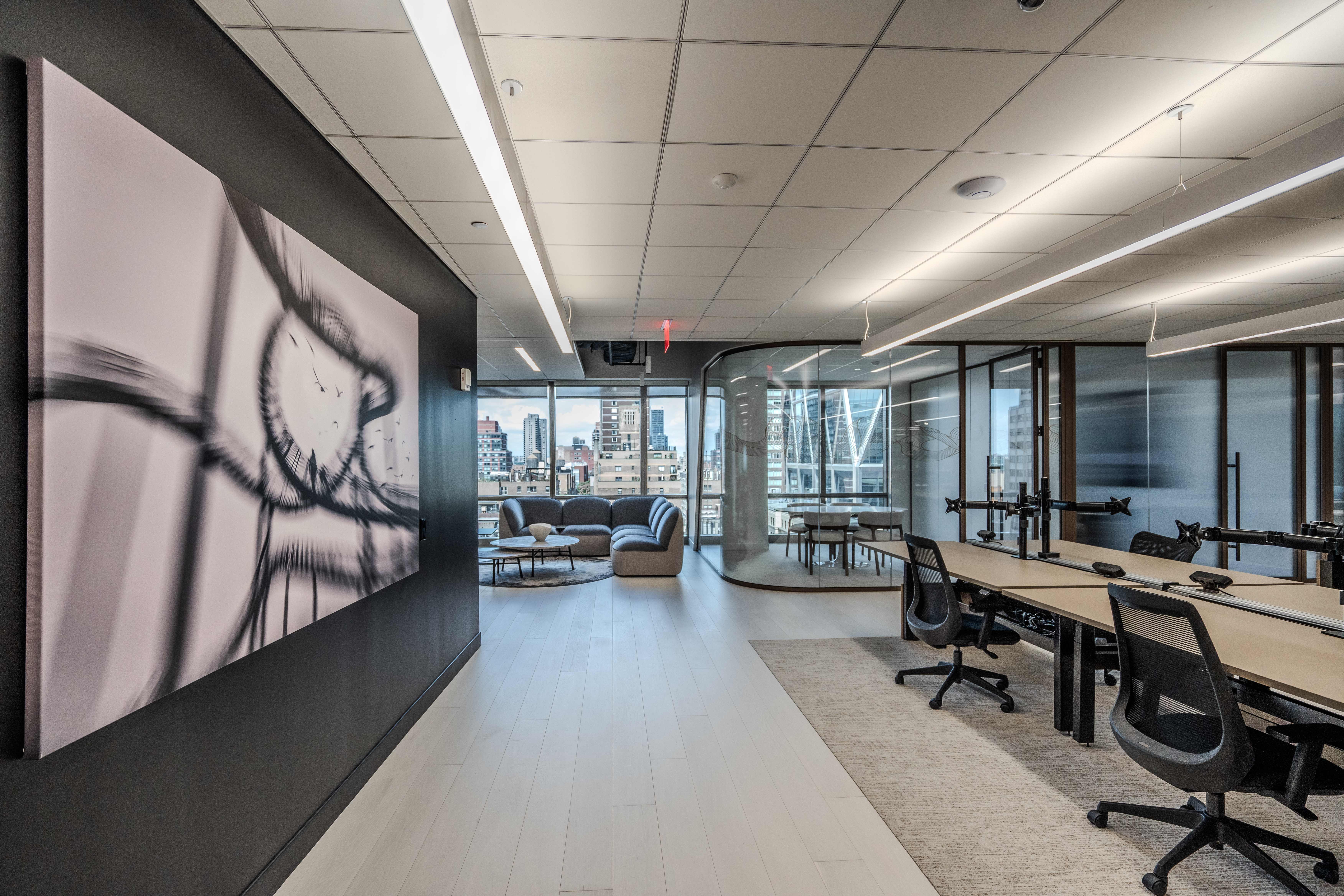 Contemporary commercial space with engineered hardwood flooring installation by PID Floors NYC showroom