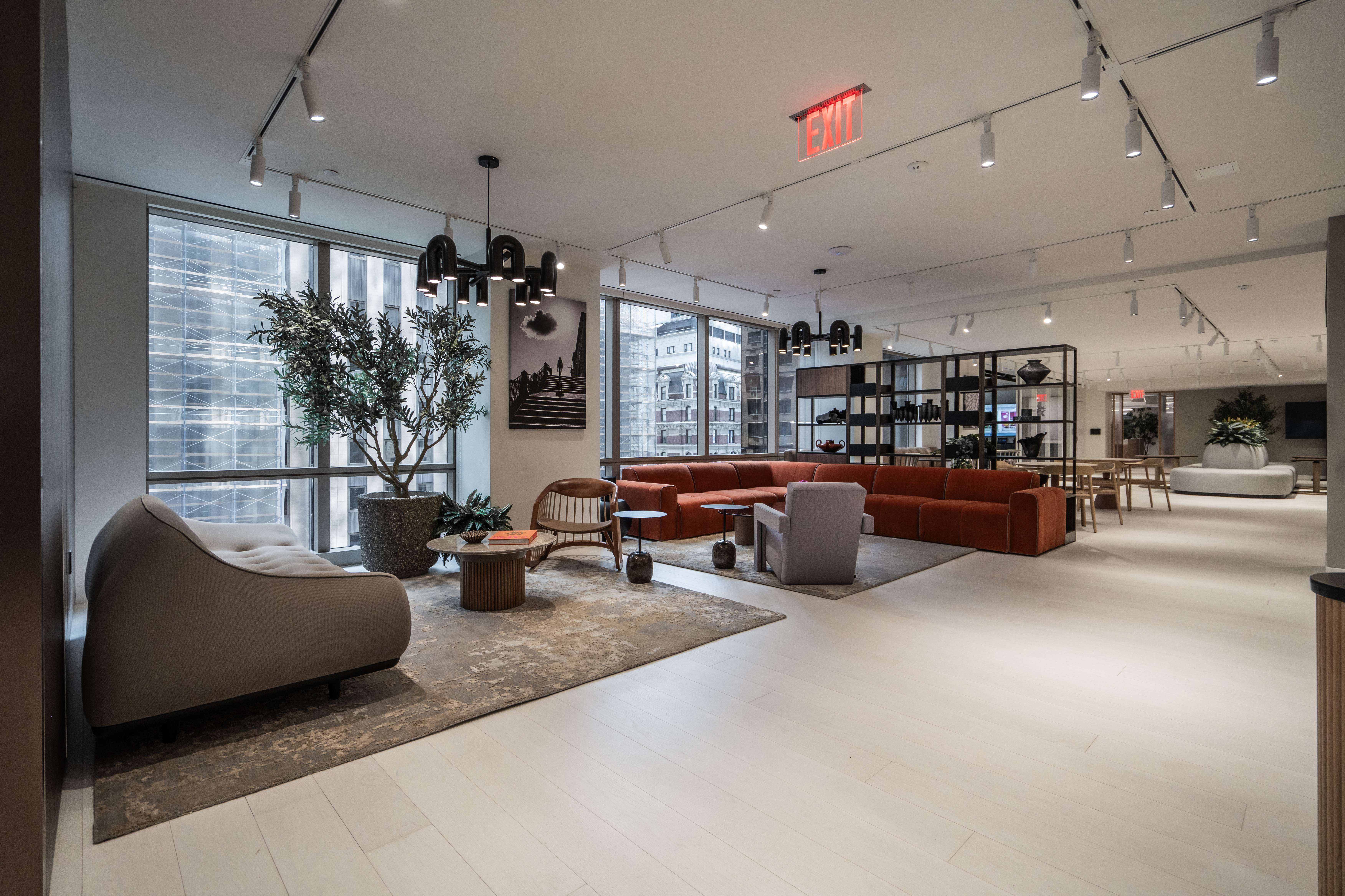 High-end commercial office flooring project with natural hardwood planks installed by PID Floors New York