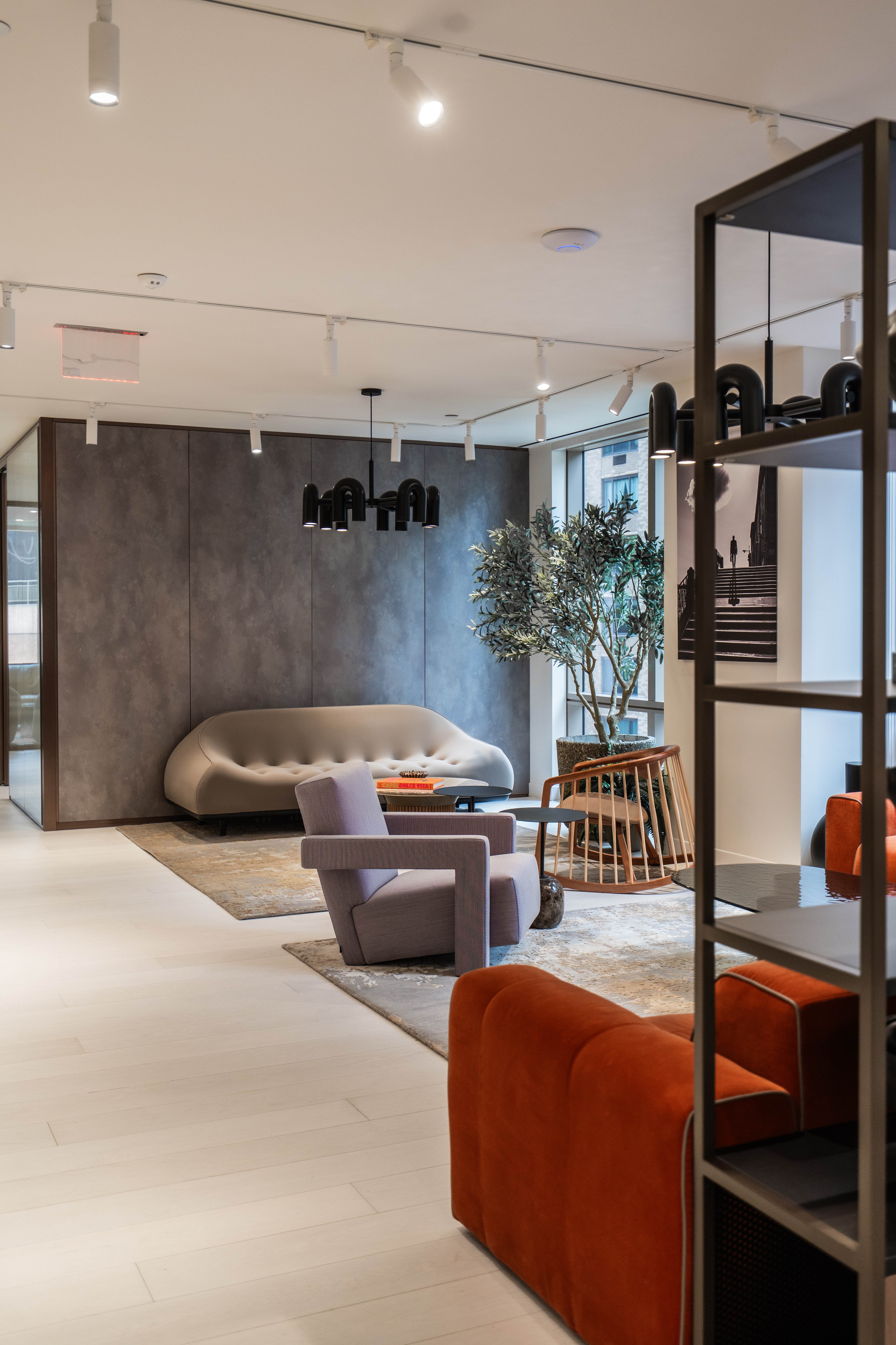 Corporate workspace with custom hardwood flooring solution installed by PID Floors in New York City