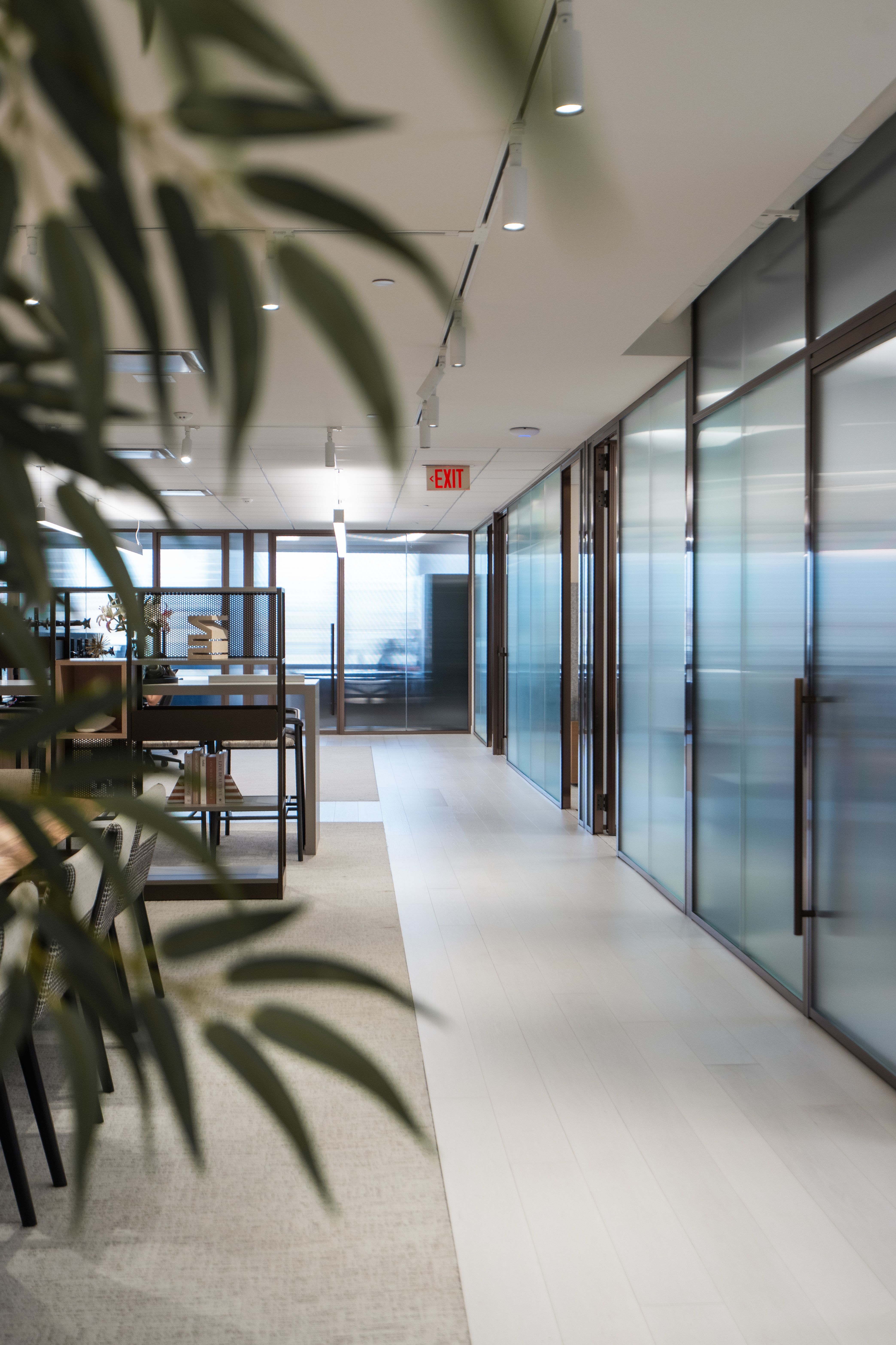 Open-concept office space with premium wide plank hardwood flooring by PID Floors NYC showroom
