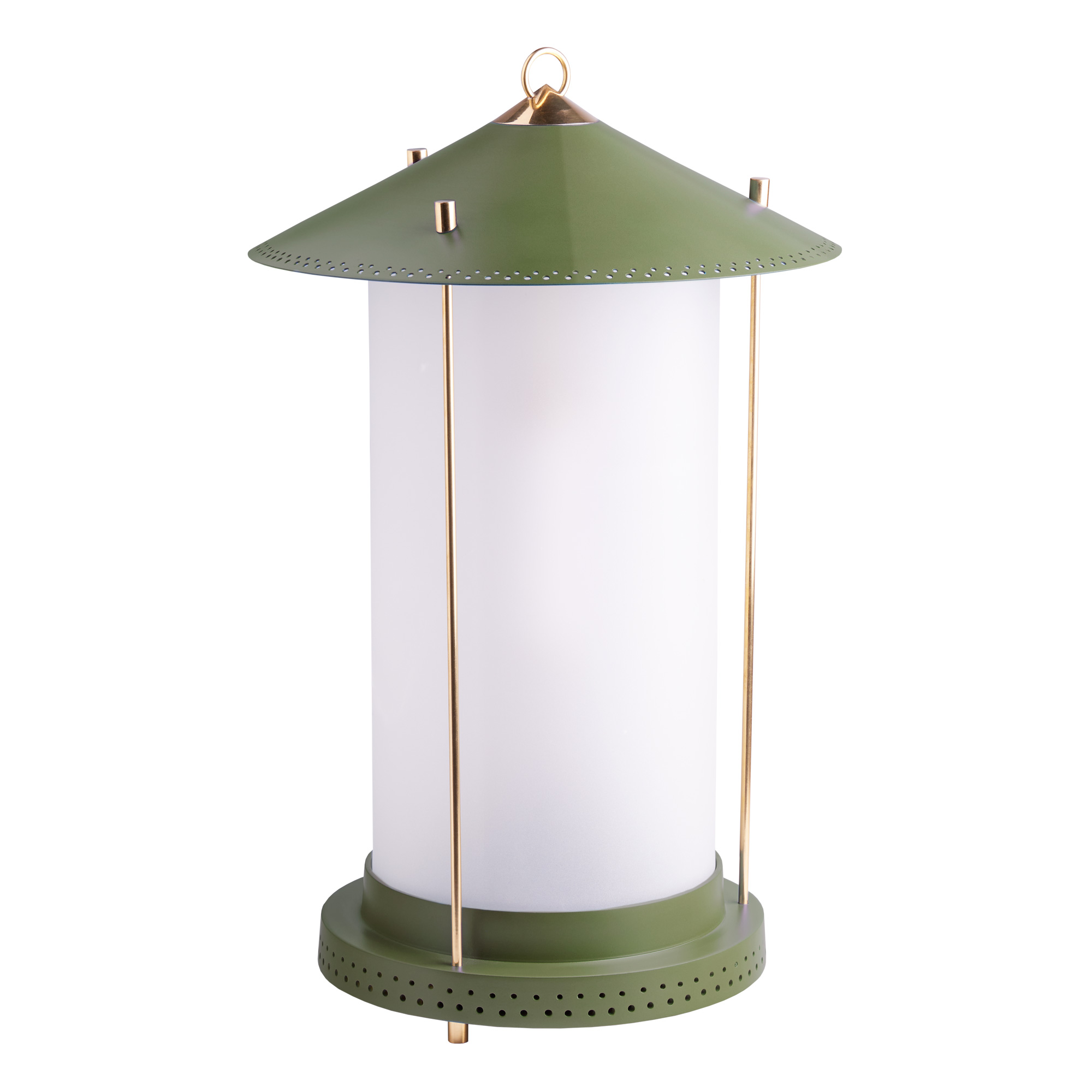 Larger Stefan rechargeable lantern in Moss by the Novogratz