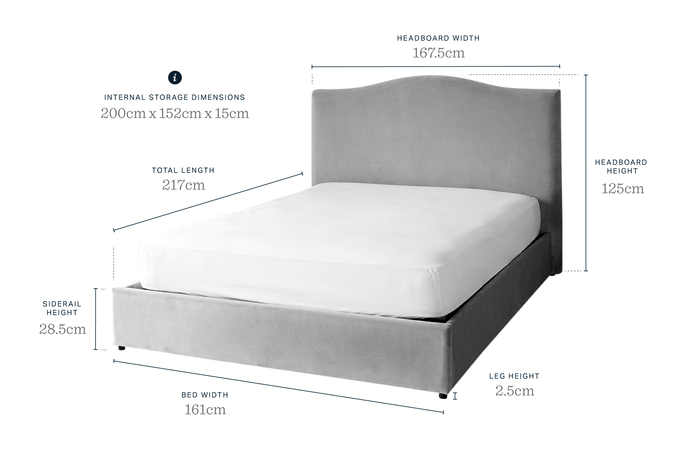 Champagne Velvet King Size Bed with Storage