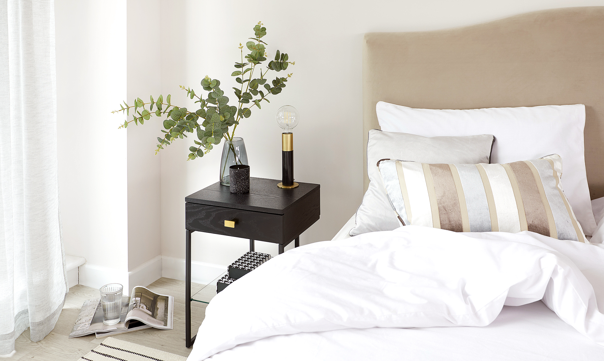 Odele Dark Wood Bedside Table bedroom furniture