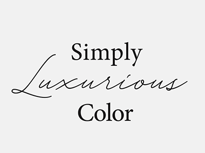 Simply Luxurious Color written in black on a light gray background