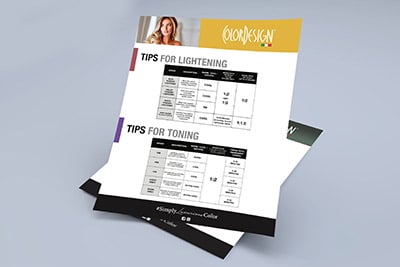 A sheet of paper that shows tips for lightening and toning