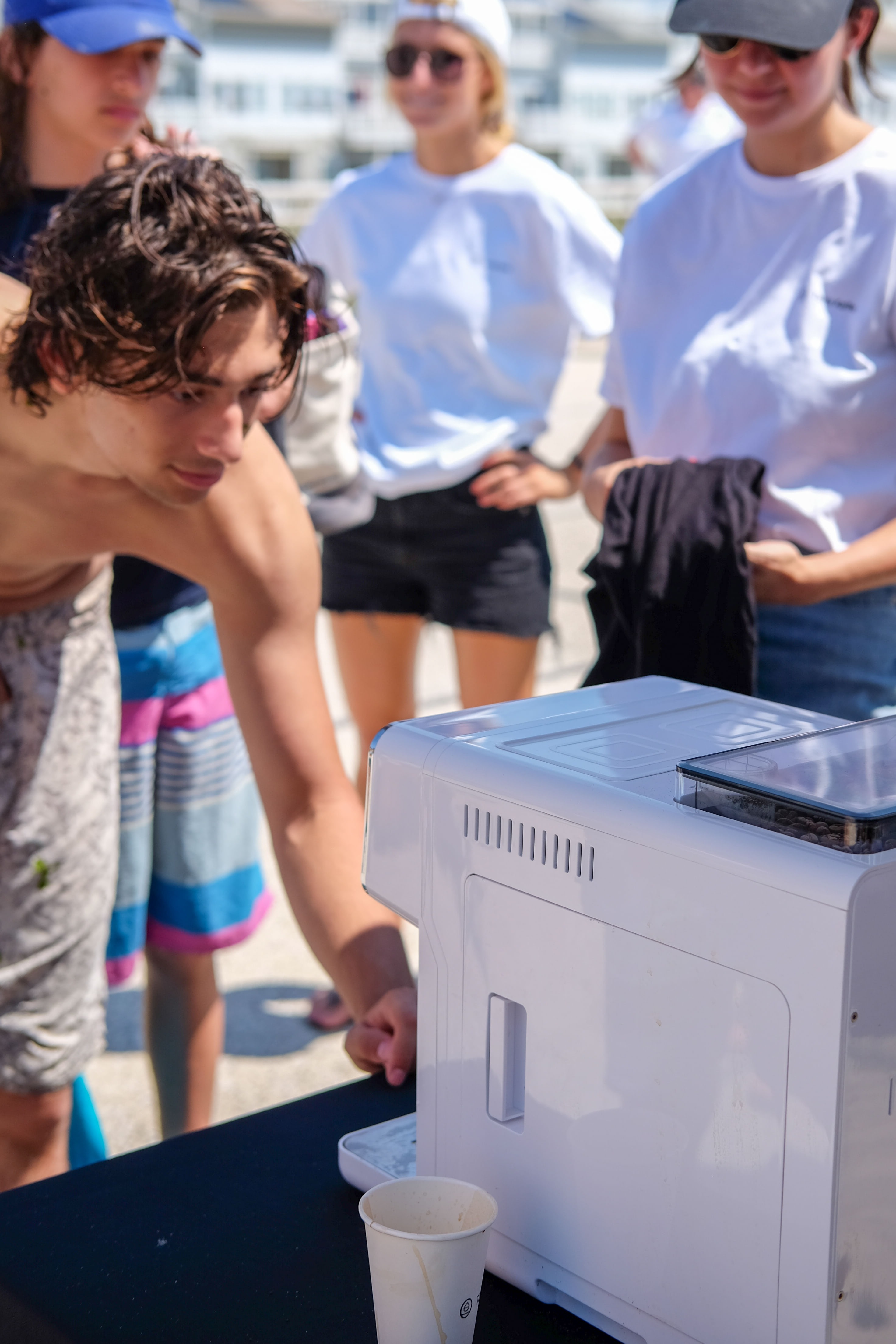 A fellow beachgoer tries out the TK-01.